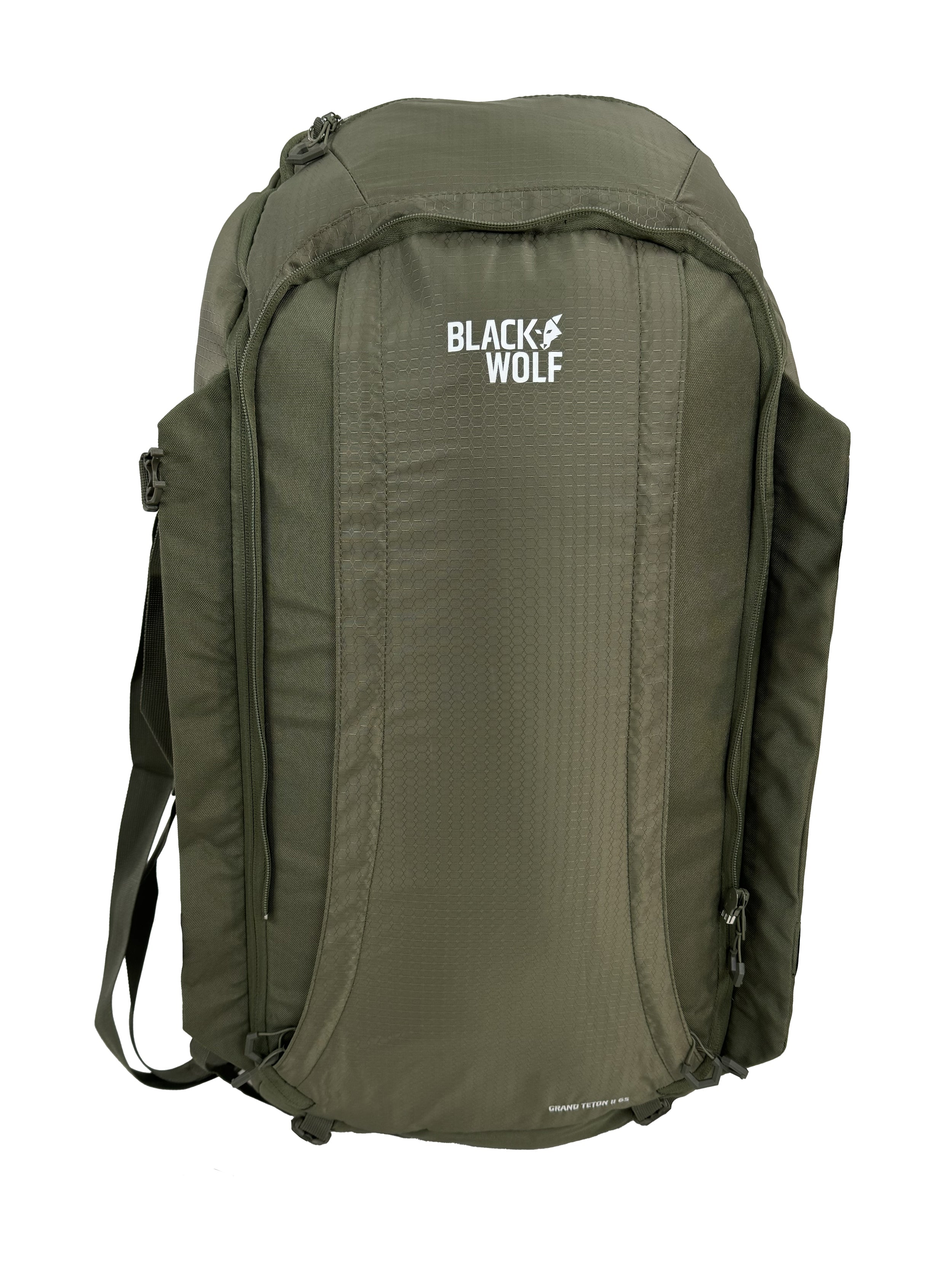 Black Wolf Grand Teton 65L Backpack - Lightweight Hiking Backpack for Men & Women, Water-Resistant Moss Green Outdoor Gear for Camping, Trekking & Travel Adventures
