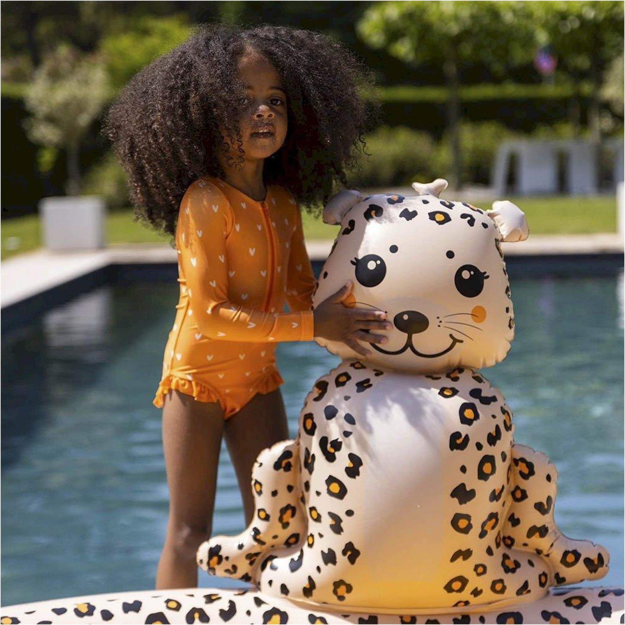 Inflatable Adventure Pool for Kids & Adults - Beige Leopard Print Swimming Pool - Perfect for Backyard, Beach, and Summer Water Play