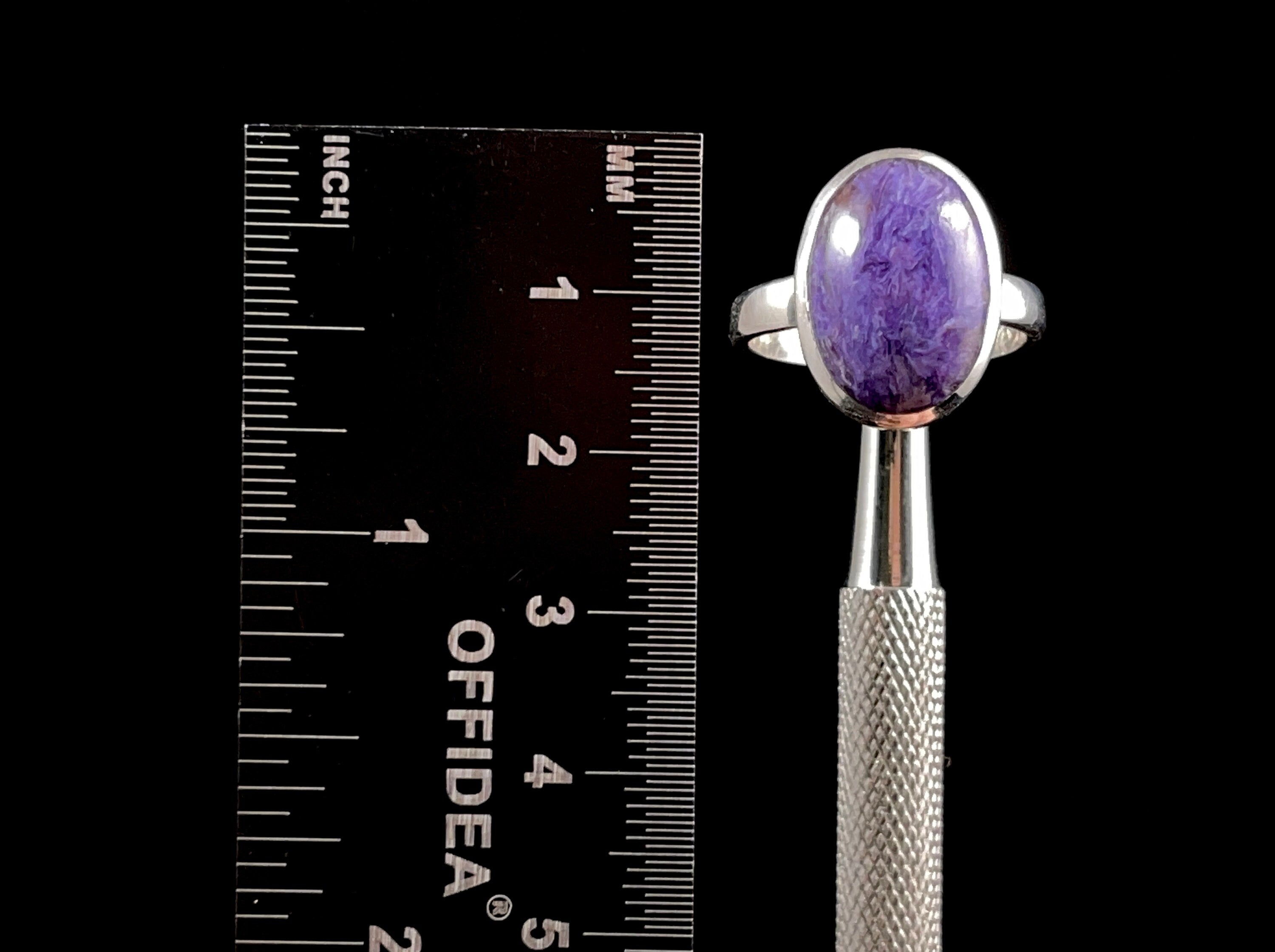CHAROITE Crystal Ring Size 7.75 | Sterling Silver Gemstone Ring for Women | Fine Jewelry Gift for Her | Healing Crystal Ring for Meditation & Energy Balance