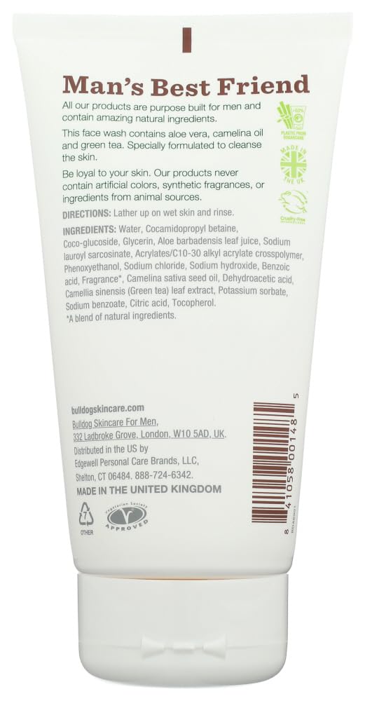 Bulldog Natural Skincare Original Face Wash for Men - 5.0 oz x 2 Pack | Gentle Cleansing for Sensitive Skin | Perfect for Daily Face Care Routine & Travel