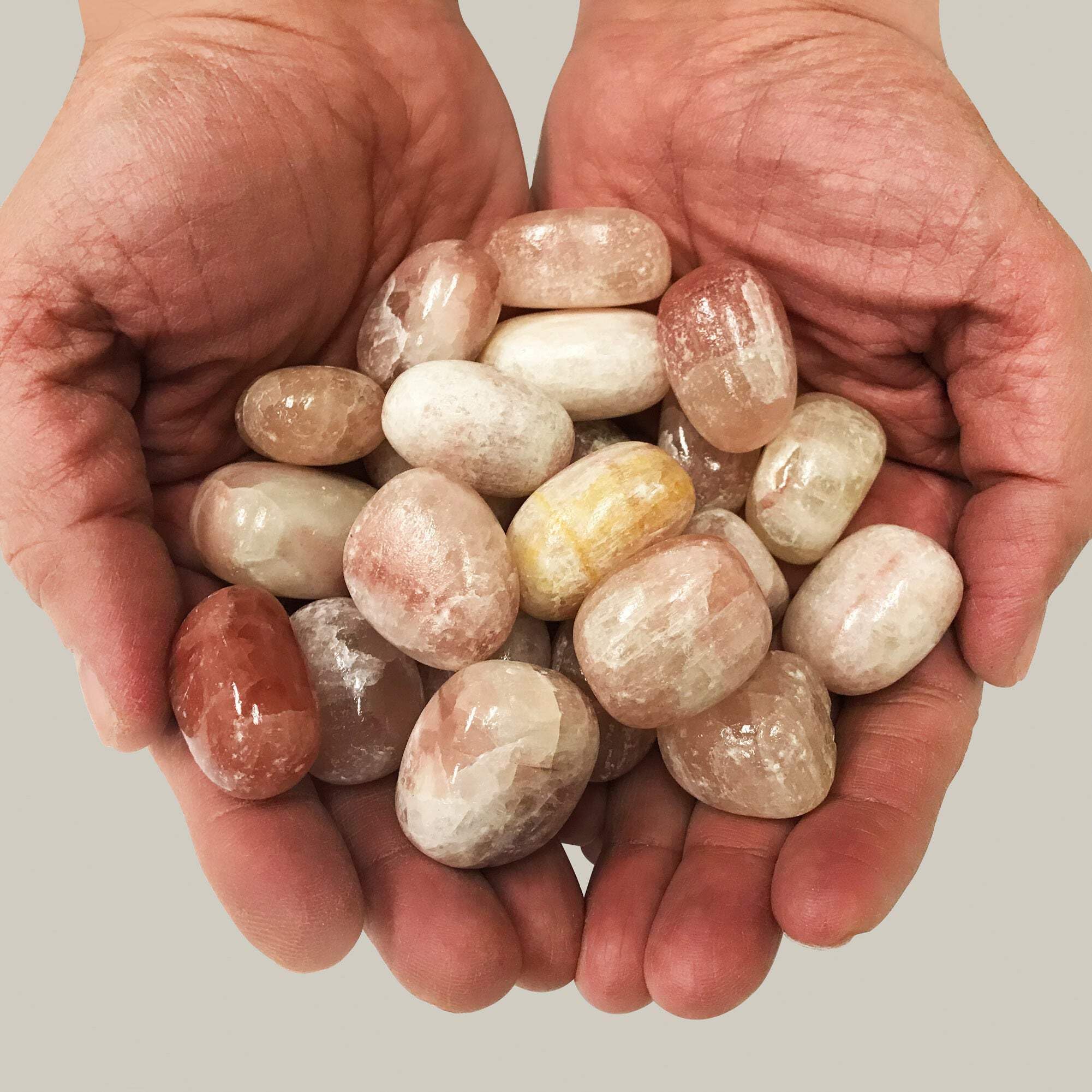 Polished Rose Calcite Gemstone Tumbled Stones - 1/4 lb Natural Healing Crystals for Meditation, Reiki, Chakra Balancing & Home Decor