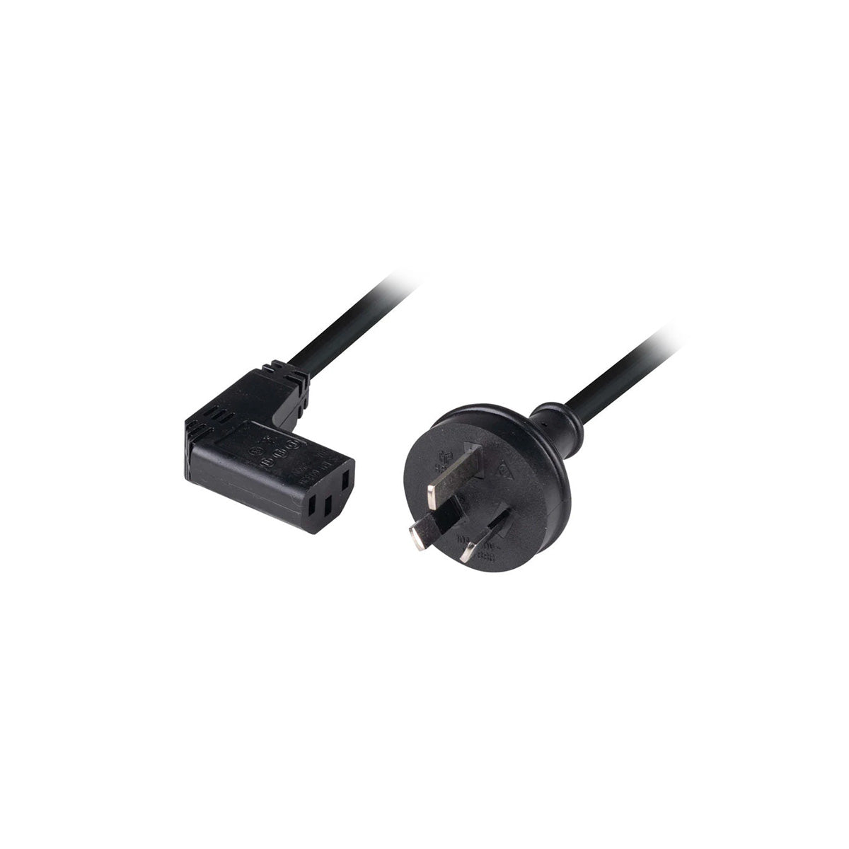 Dynamix 3 Pin Plug to Right Angled IEC C13 Female Power Cord 10A 2M - Perfect for Computer, Server & Home Theater Setup