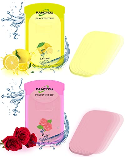 Fancyou Soap Confetti (300 Sheets) - Lemon & Rose Scented Travel Soap Paper, Foaming Disposable Soap Sheets for Camping, Hiking, Outdoor Activities, Home & On-The-Go Use - Skin-Friendly & Portable