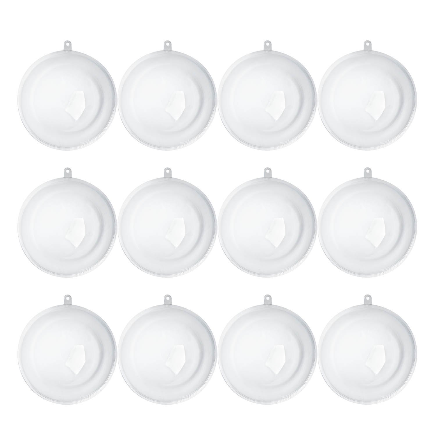 72 Pack Clear Acrylic Fillable 110mm Ball Ornaments - Bulk Transparent Plastic Christmas Decorations, Wedding Party Favors, DIY Craft Supplies for Holiday Tree, Gift Boxes & Home Decor