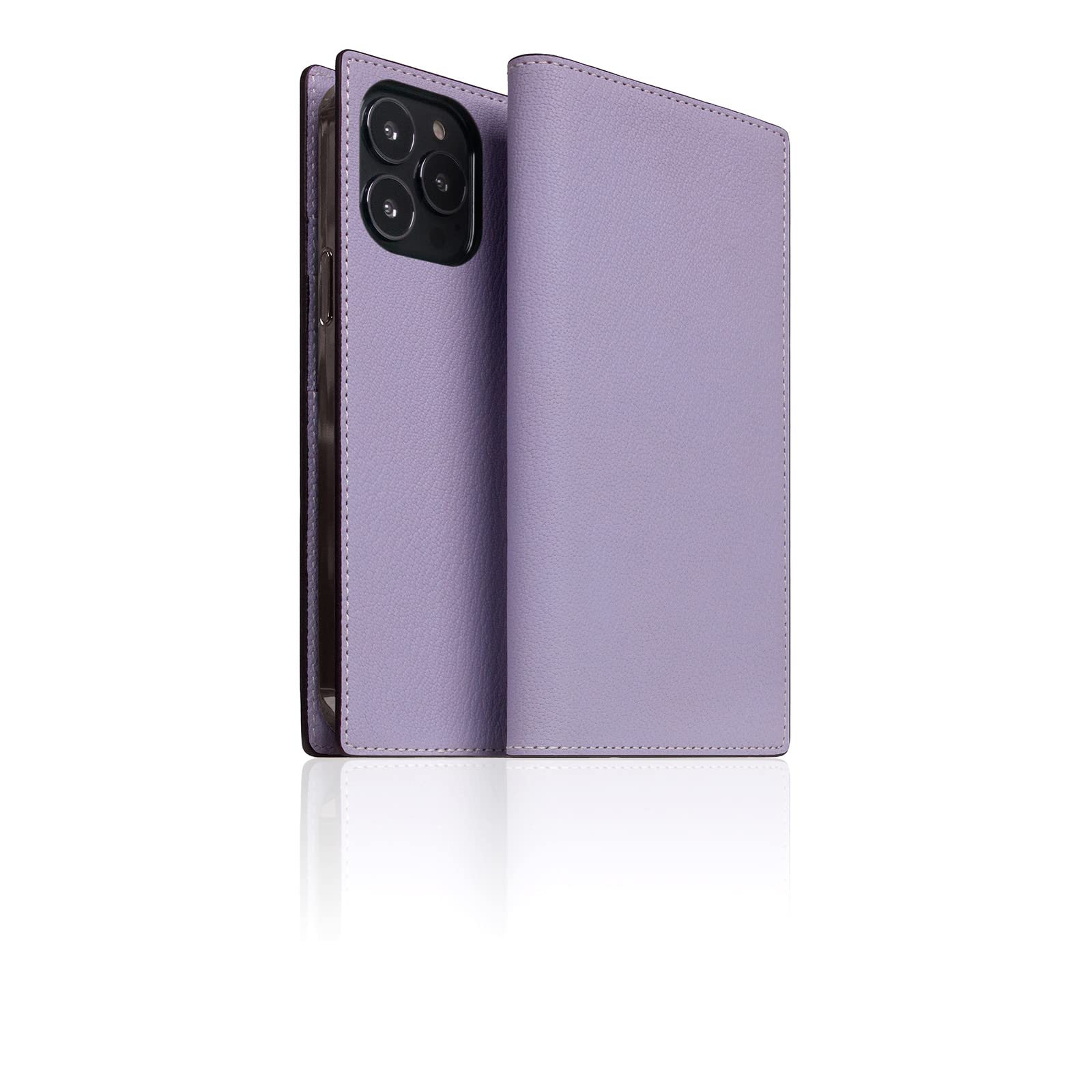 Premium SLG Leather Wallet Case for iPhone 13 Pro Max | D9 France Chevere Sully Leather Flip Cover with Card Slots | Handmade Diary-Style Design | Gift Box Included (Lavender) | Perfect for Everyday Use, Travel & Business Meetings