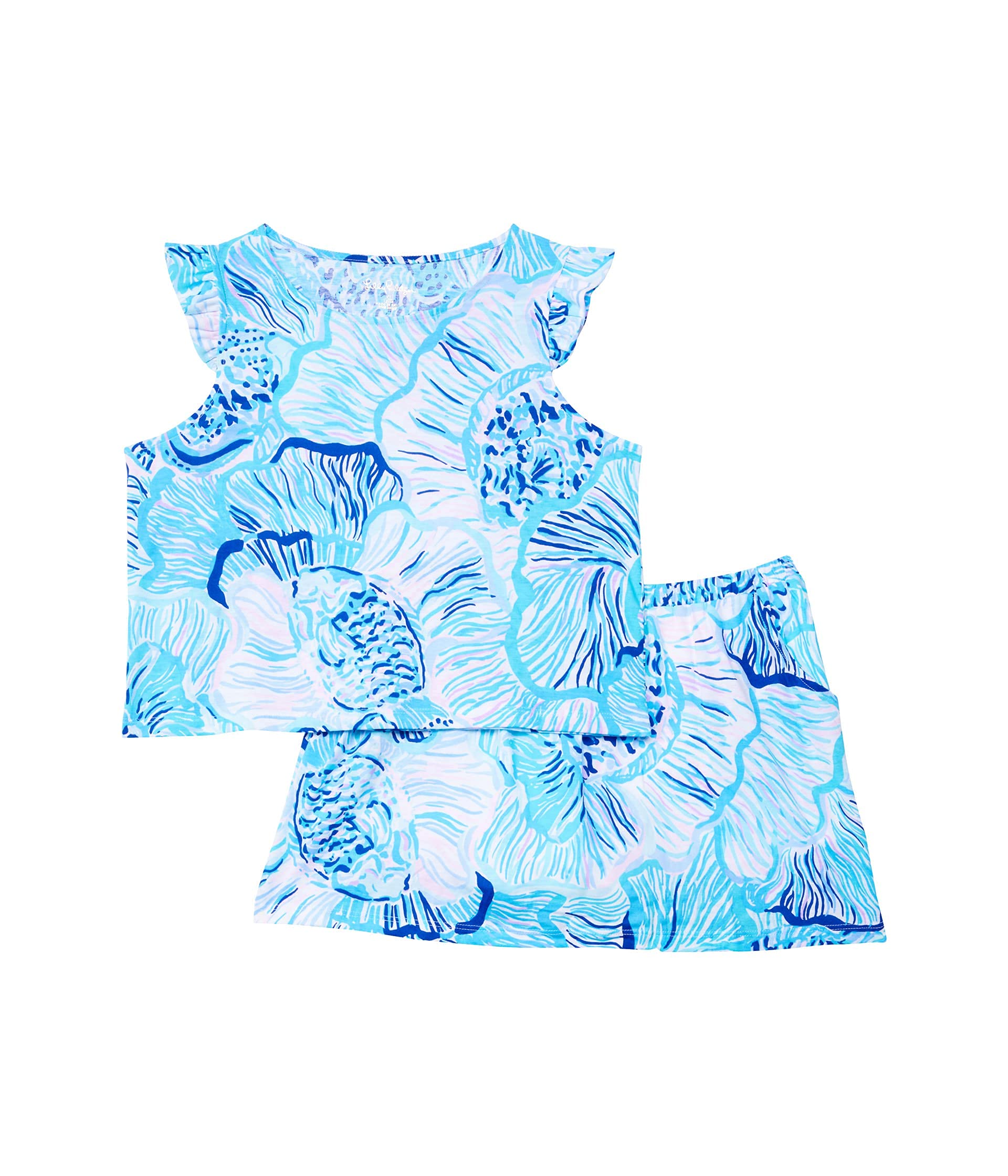 Lilly Pulitzer Girls' Opal Set - Bermuda Blue Fishful Thinking SM (Toddler 4-5 Little Kids) | Stylish Swimwear for Beach Vacations & Pool Parties