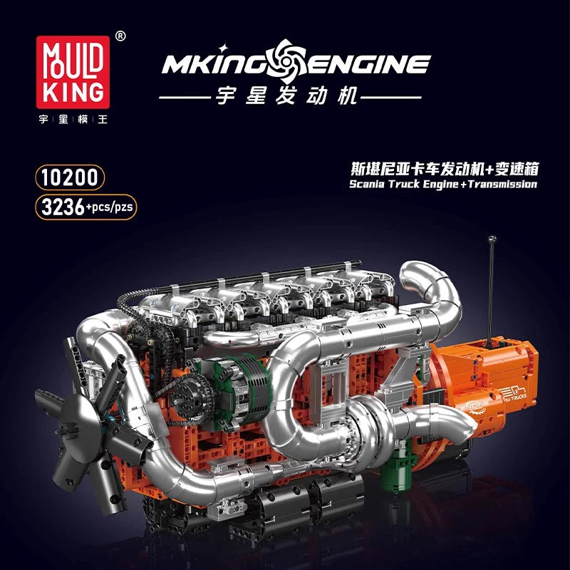 MouldKing 10200 Scania Truck Engine Transmission Building Blocks Set - 3236 PCS Model Kit for Adults & Teens - Perfect for DIY Construction, STEM Learning, and Collectible Display