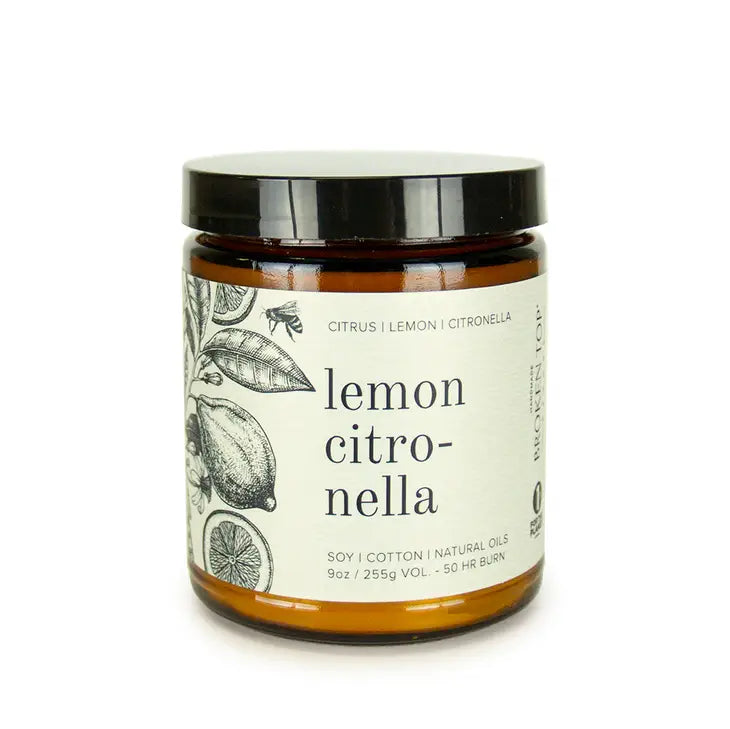 Natural Soy Wax Candle - Lemon Citronella Scent for Summer, 9oz | Mosquito Repellent, Outdoor Patio & Relaxation Aroma
