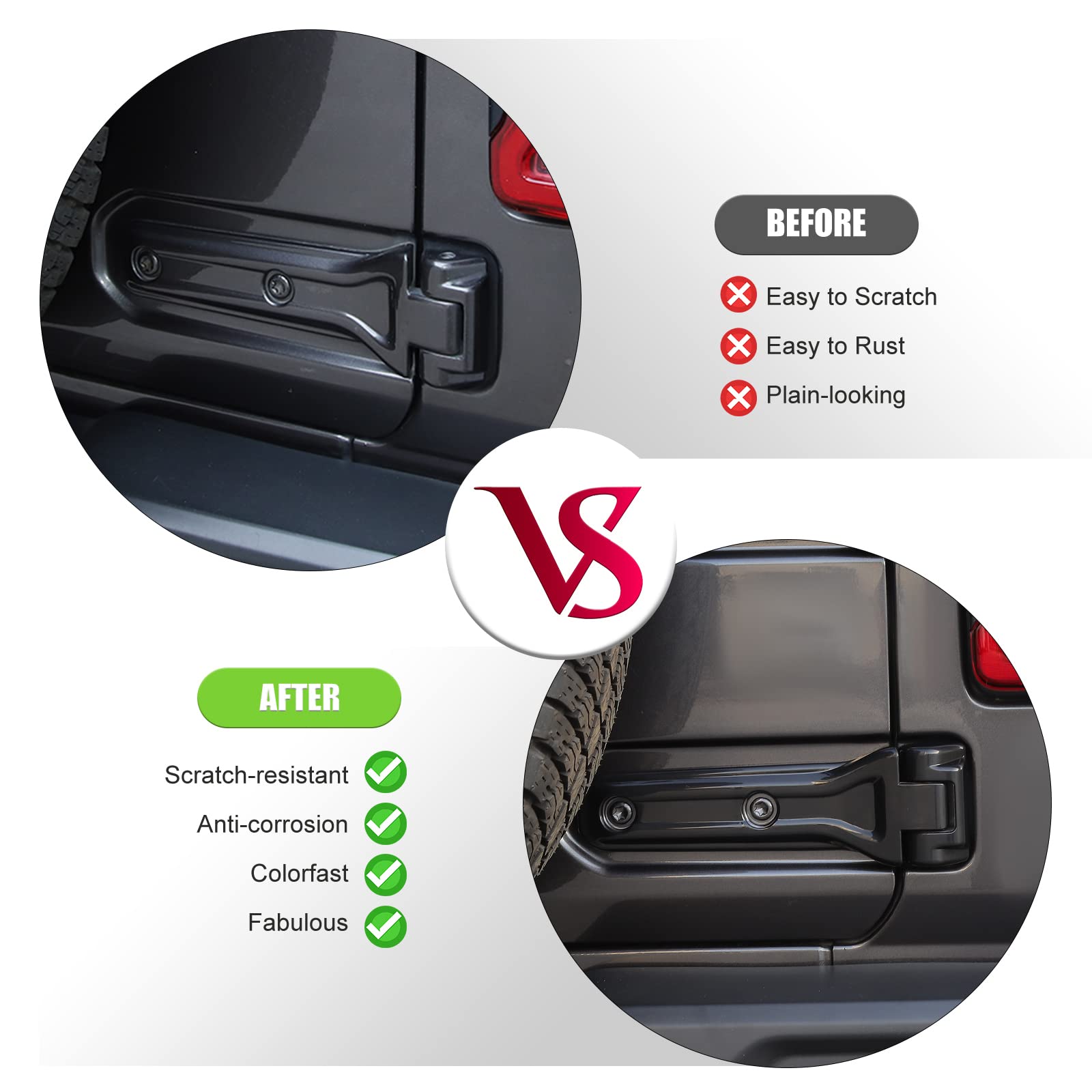 CheroCar Jeep JL Tailgate Hinge Cover & Spare Tire Bracket - Durable Exterior Accessories for Jeep Wrangler JL/JLU (2018-2022) - Fits Sport, Sahara, Rubicon Models - Black - Perfect for Off-Roading & Daily Driving Protection