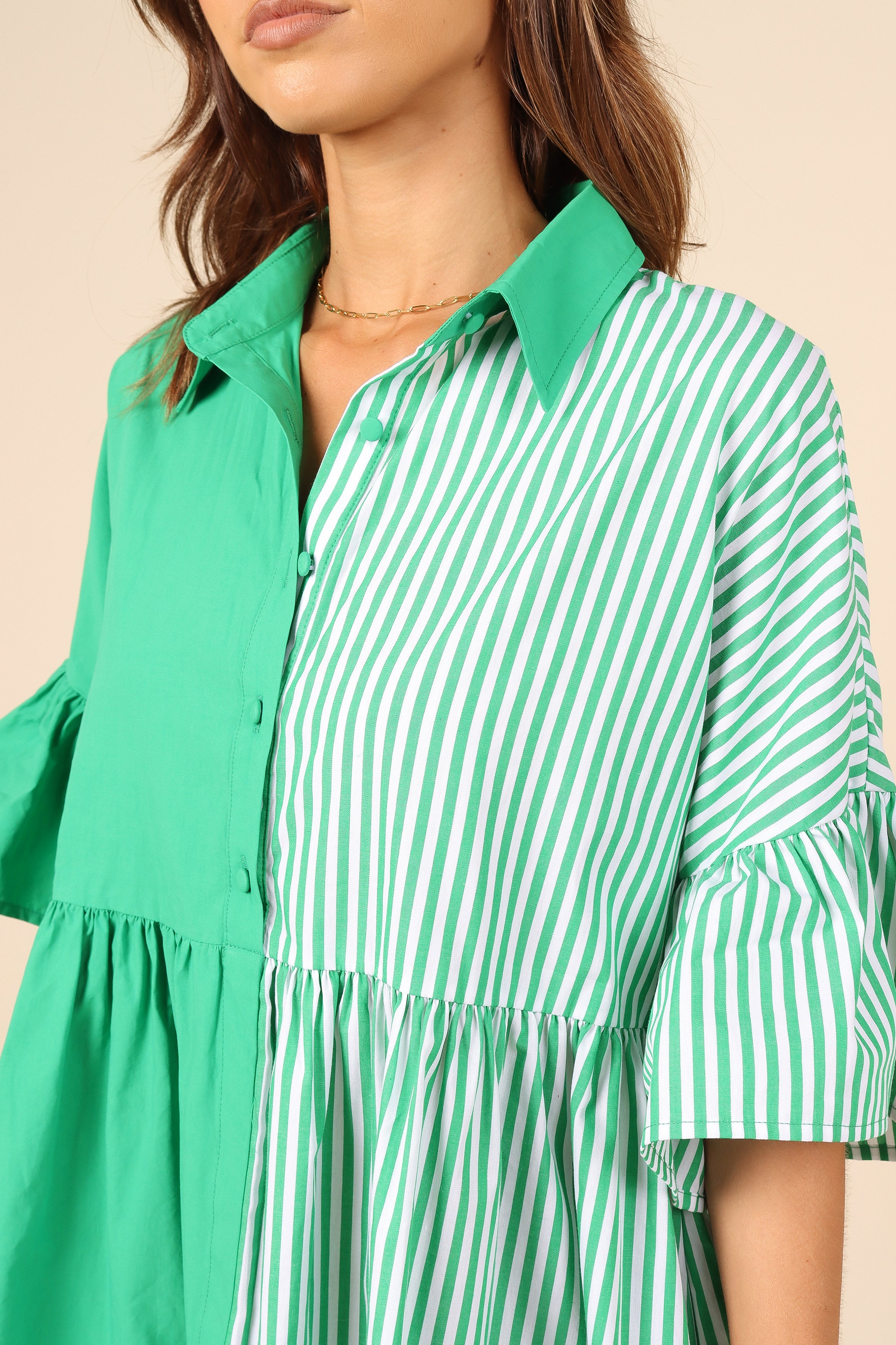 Did Frill Mini Dress - Green Striped Summer Casual Dress for Women | Perfect for Beach, Party & Date Night Outfits