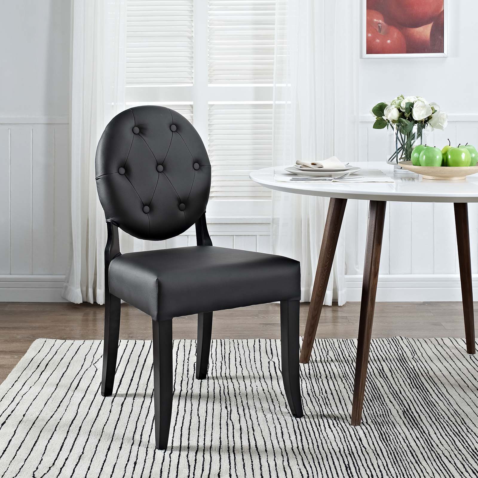 Button Dining Vinyl Side Chair - Modern Upholstered Kitchen Chairs Set of 2, Comfortable Padded Seat for Dining Room, Kitchen, Breakfast Nook & Small Spaces