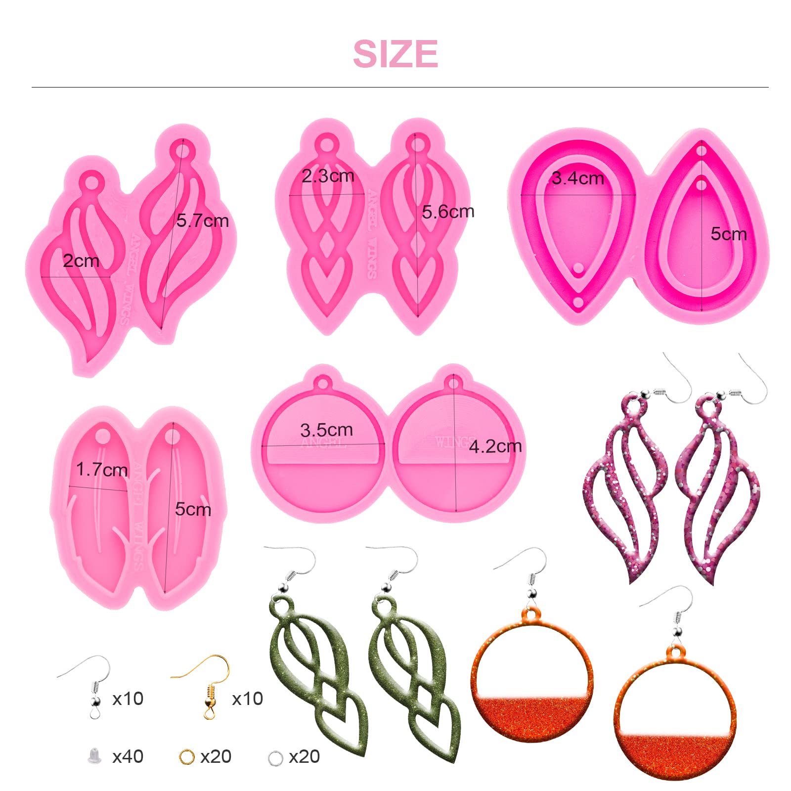 105Pcs Silicone Resin Molds Kit for Jewelry Making - 5 Earring Molds with Hooks, Epoxy Casting Molds for DIY Unique Earrings, Resin Craft Supplies - Perfect for Handmade Jewelry, Gifts & Home Decor Projects