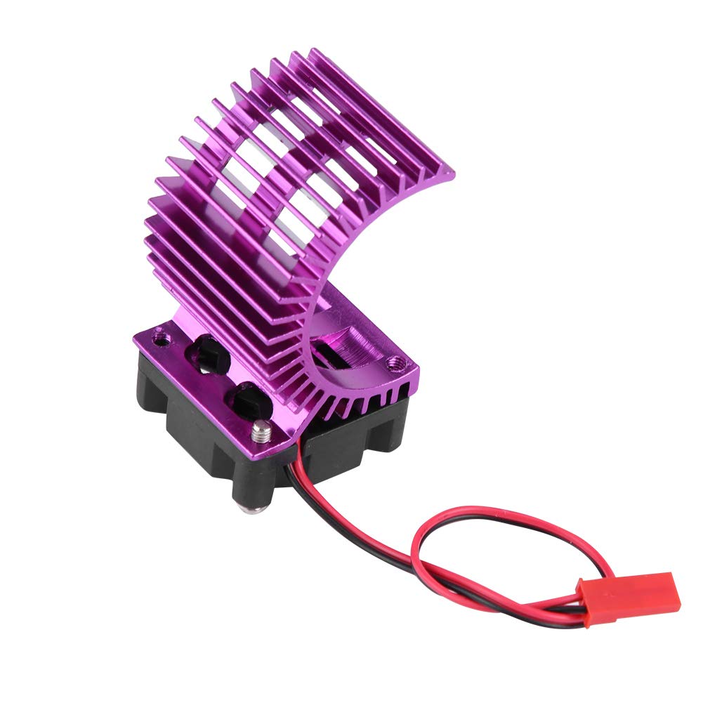High Performance RC Car Motor Heatsink Fan with Dual Cooling Fans - Aluminum Heat Sink & Radiator for 1/10 Scale 540/550 Electric RC Cars (Purple) - Perfect for Off-Road Racing, Drifting and High-Speed RC Car Enthusiasts