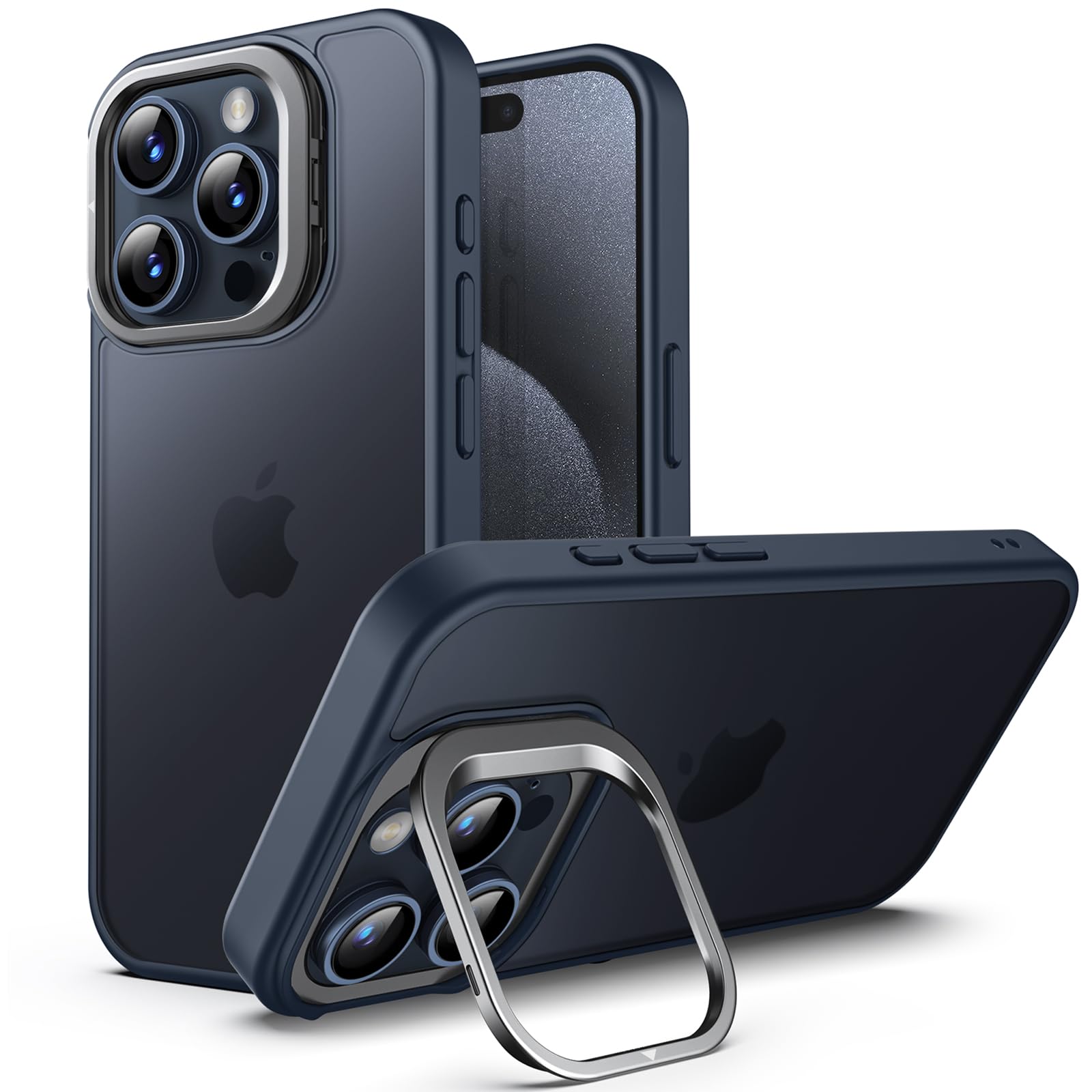 JETech iPhone 15 Pro Max Case with Kickstand & Camera Stand - Military Drop Protection for Outdoor & Travel