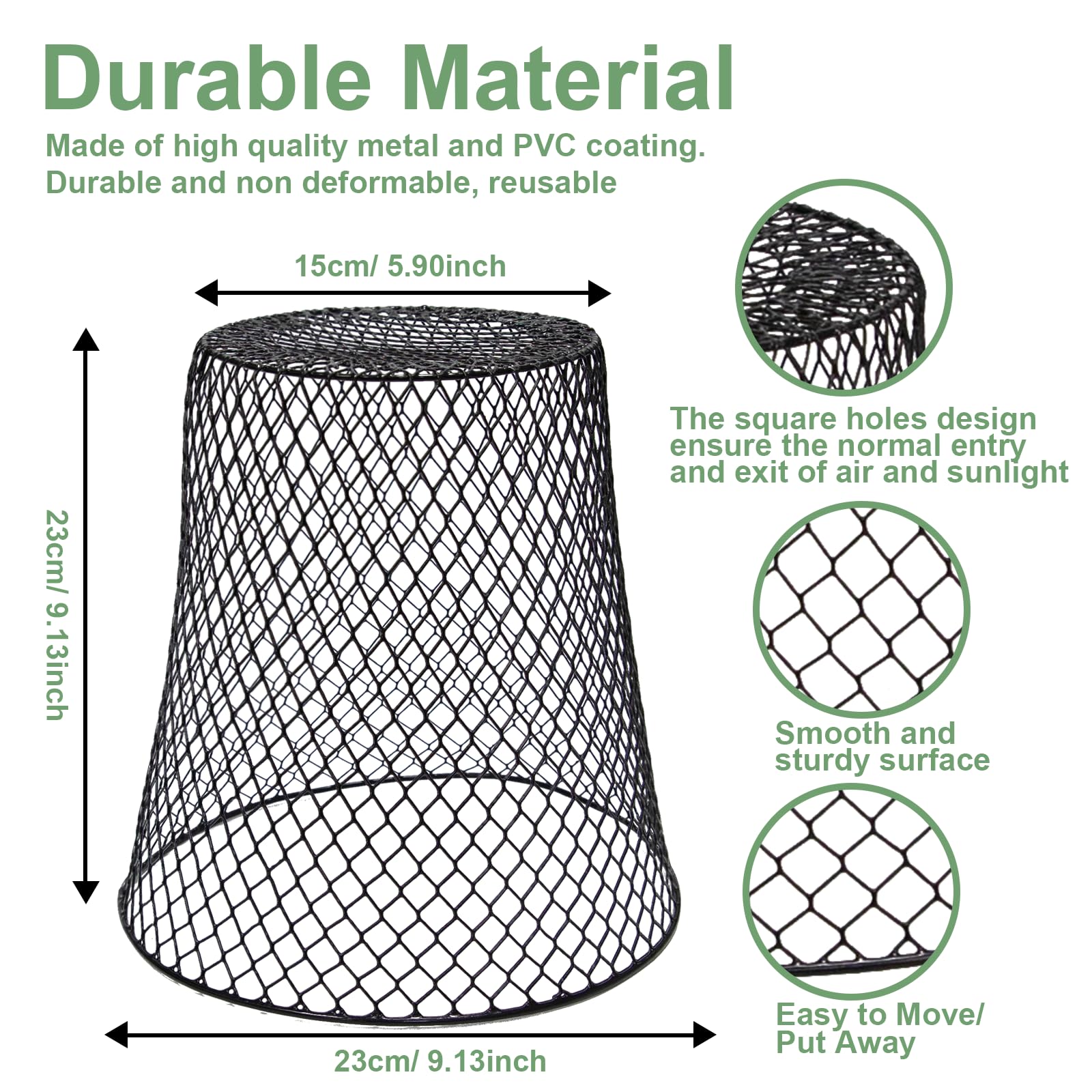 10 Pack Heavy Duty Chicken Wire Cloche Plant Covers - 9.13×9.13 Inch Metal Garden Netting for Protecting Plants from Rabbits, Squirrels, Birds & Chickens - Perfect for Vegetable Gardens, Flower Beds & Seedling Protection