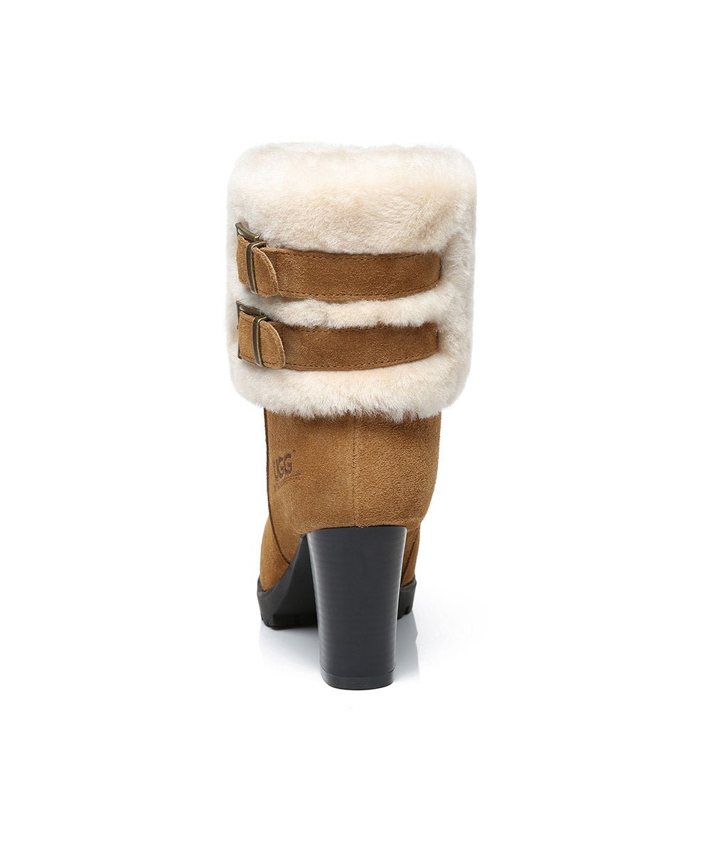 Women's Candy UGG Heel Boots - Cozy Winter Ankle Boots with Fur Lining for Women | Perfect for Casual Outings, Date Nights & Cold Weather Fashion