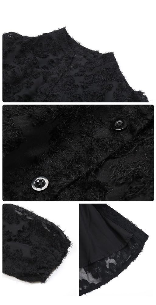 Floral Print Lace Long Sleeve Button Tunic Dress for Women - Elegant Tie Waist Maxi Dress for Office, Party & Special Occasions