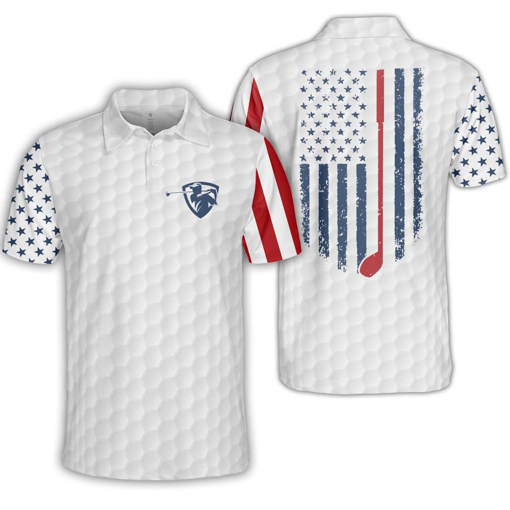Polomore Patriotic Golf Shirts for Men - Stars & Stripes American Flag Polo Shirts - Breathable Performance Golf Apparel for Independence Day & Outdoor Events