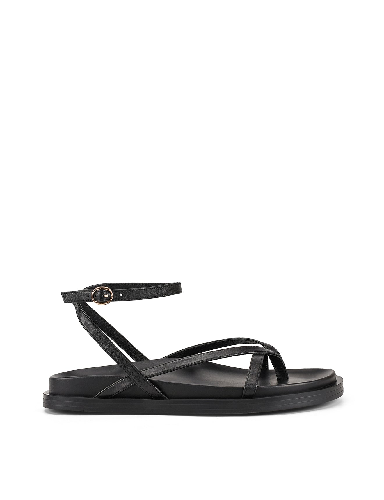 Lawrence Comfort Footbed Sandals - Black Leather Women's Slide Sandals for Walking, Beach & Casual Wear
