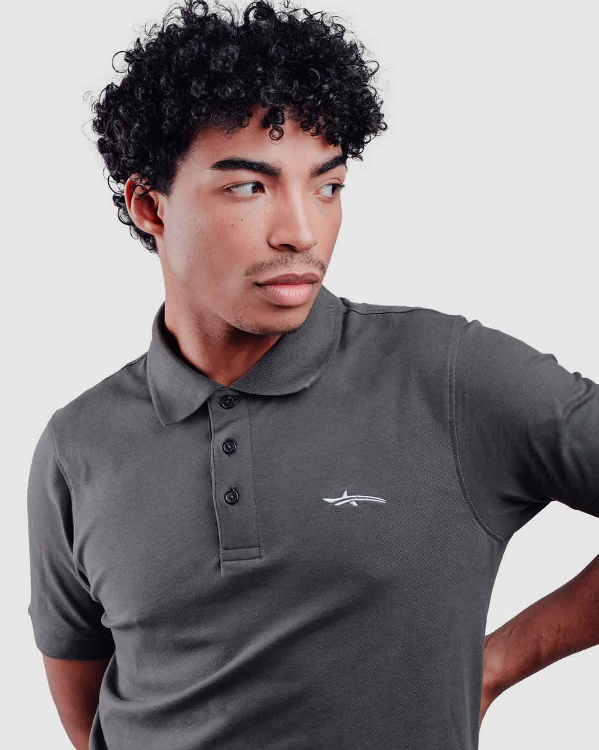 Oceanman Men's Classic Polo Shirt - Soft Cotton Grey Casual Shirt for Golf, Work & Everyday Wear | Breathable & Comfortable Summer Top