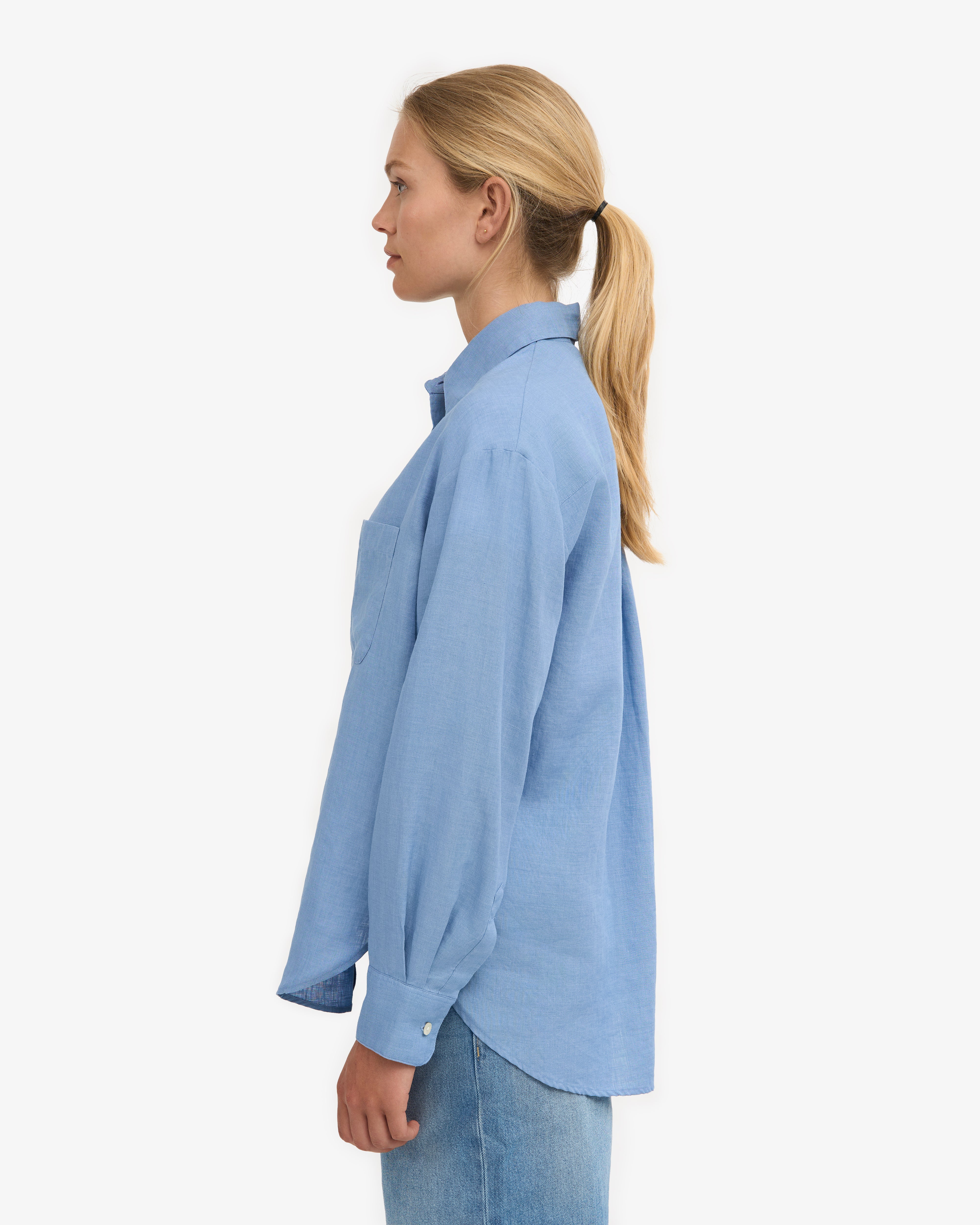 Premium Linen Oversized Shirt for Women - Soft & Breathable Seaside Blue Button Down Top - Perfect for Beach Vacation, Summer Outfits & Casual Wear