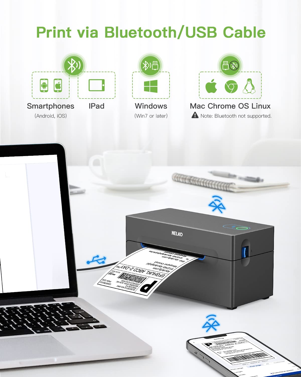 Nelko Label Printer - High-Quality Thermal Label Maker for Shipping, Packaging & Barcodes | Perfect for Ecommerce, Warehouses & Small Businesses