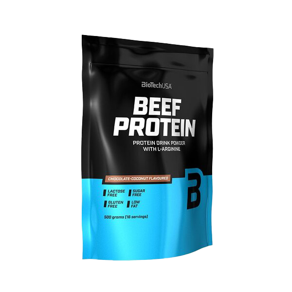 BioTechUSA Beef Protein Powder - Chocolate Coconut Flavor, 500g | High Protein Supplement for Muscle Growth & Recovery | Ideal for Post-Workout, Weight Training & Fitness Enthusiasts