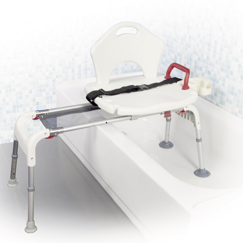 Foldable Universal Sliding Transfer Bench for Shower & Bathroom - Adjustable Height, Non-Slip Seat for Elderly & Disabled Safety - Ideal for Home Care & Mobility Assistance