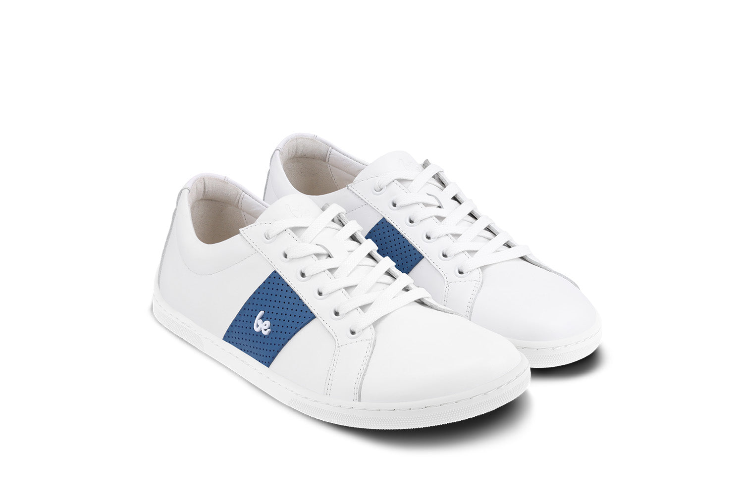 Barefoot Sneakers for Men & Women - Be Lenka Elite Minimalist Shoes in White & Dark Blue | Lightweight & Flexible for Running, Walking & Gym Workouts