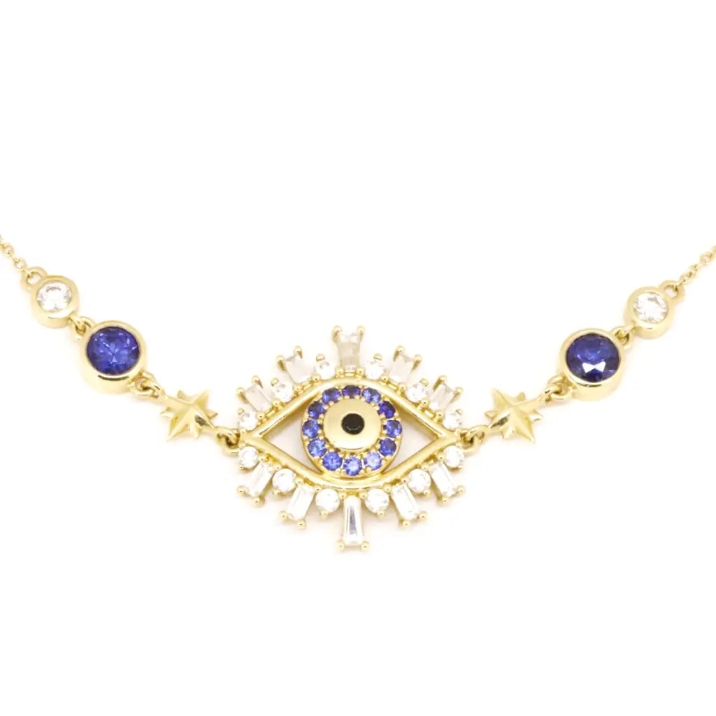 Evil Eye Necklace for Women - Protection Jewelry with Blue Eye Charm - Spiritual & Healing Crystal Pendant - Perfect for Gifts, Meditation, and Positive Energy