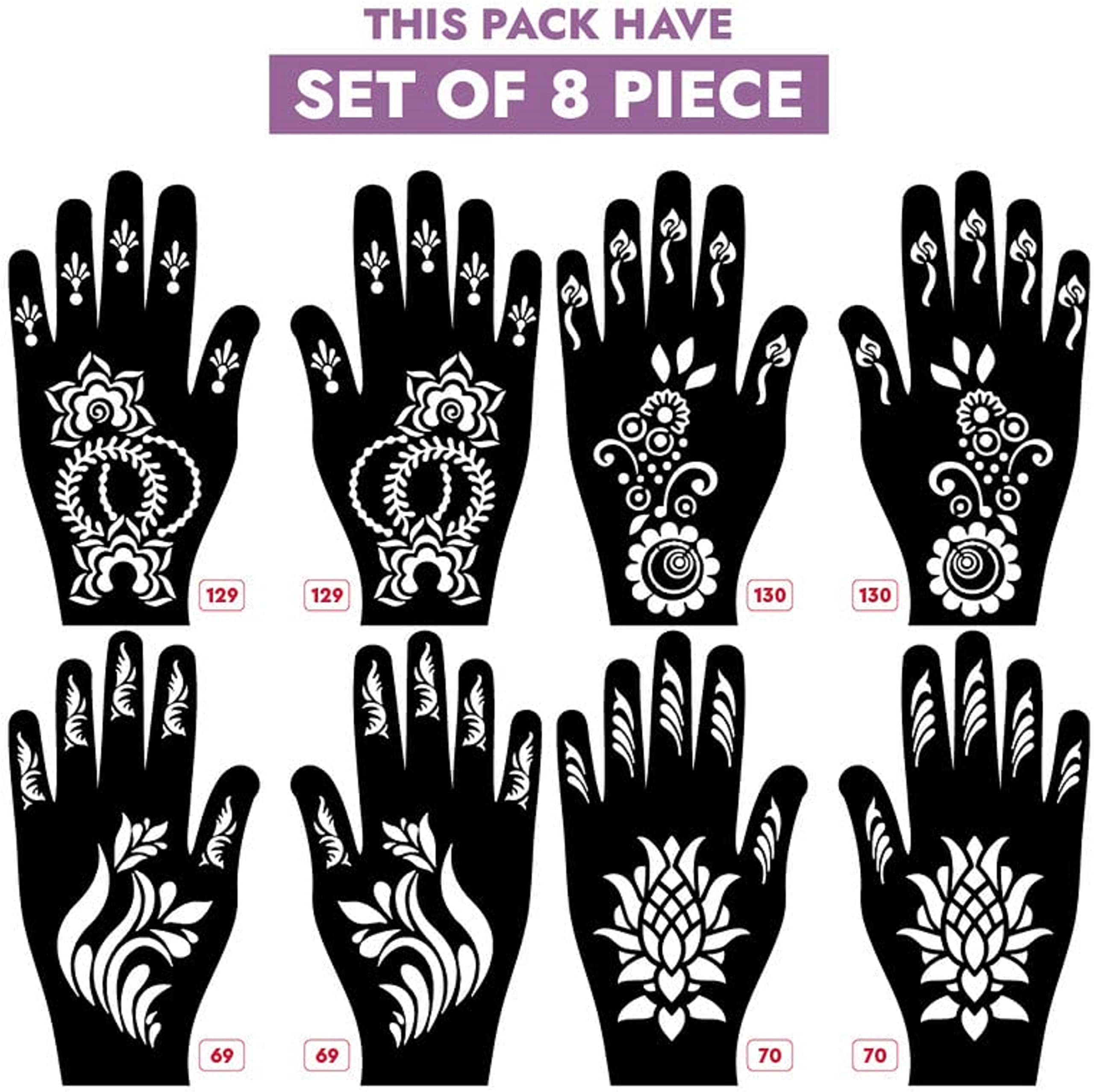 KICKWIX Henna Mehndi Tattoo Stencils Kit - Easy DIY Temporary Body Art Stickers for Women, Girls & Kids (DS1270) | Perfect for Parties, Weddings & Festivals