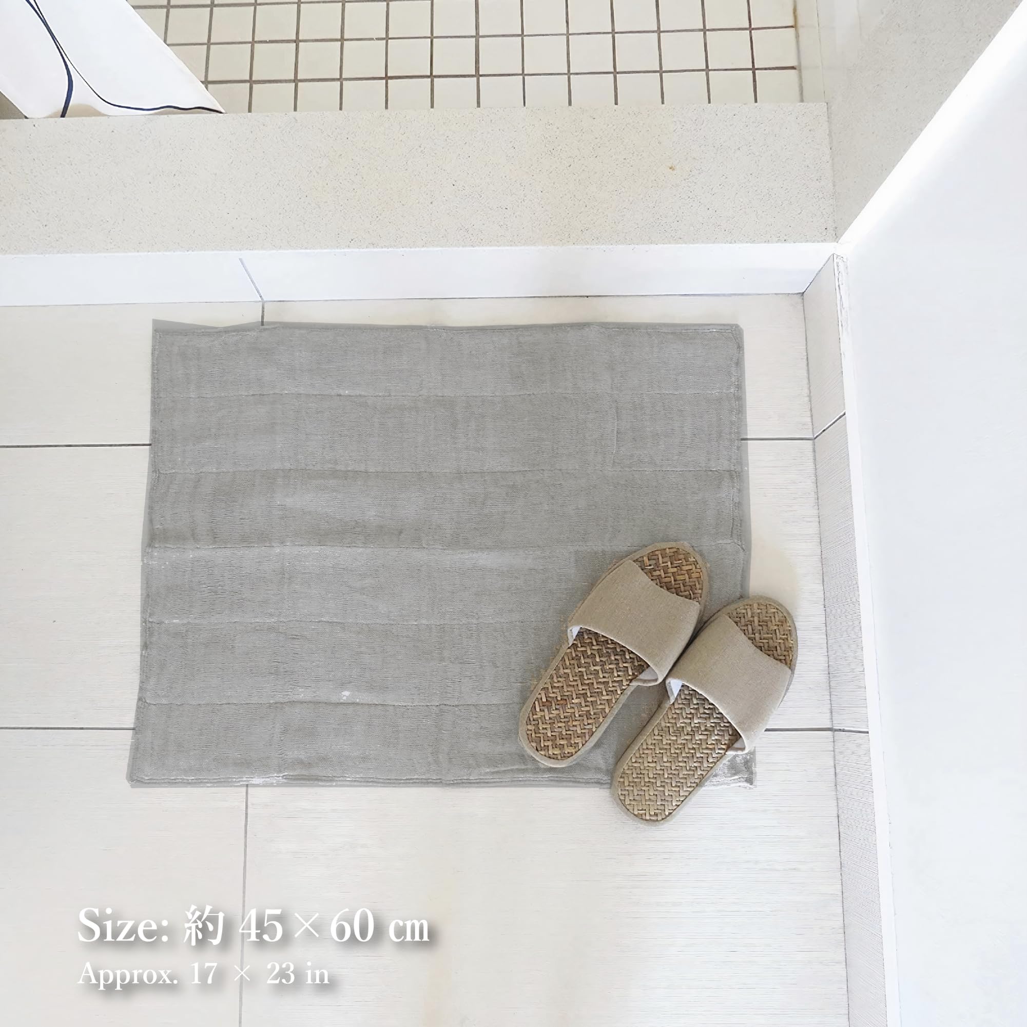 100% Natural Linen Bath Mat - Soft Absorbent Eco-Friendly Bathroom Rug for Spa, Luxury Home Decor & Modern Bathroom Essentials