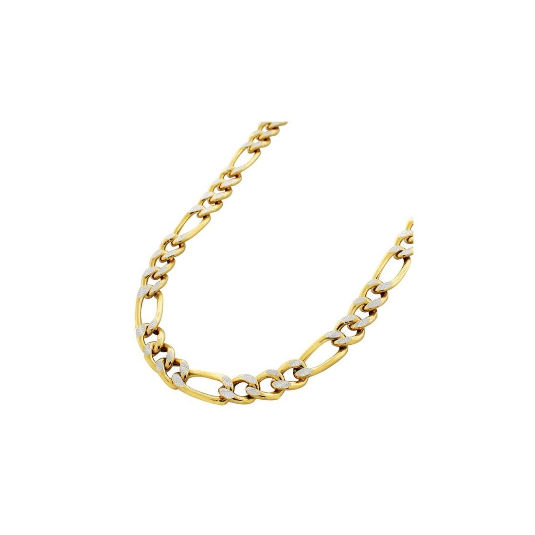 3MM Pave Figaro Yellow Gold Chain - .925 Sterling Silver, 7-30 Inches Length - Elegant Jewelry for Women, Perfect for Gifts, Parties & Everyday Wear