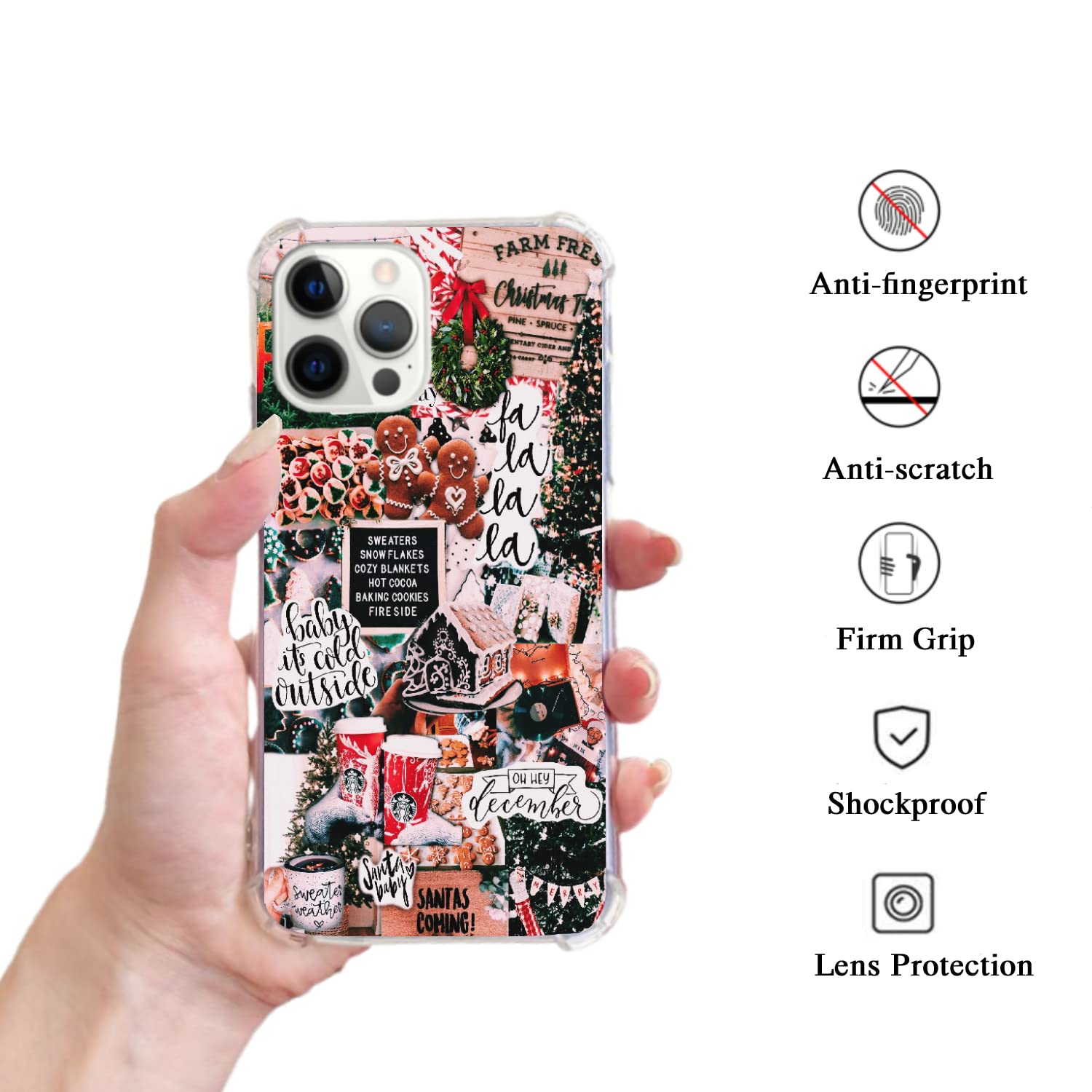 Festive Christmas Wreath & Gingerbread iPhone 13 Pro Case - Soft TPU Bumper Phone Cover with Trendy Holiday Design | Perfect for Winter Celebrations, Gift Giving & Seasonal Photography