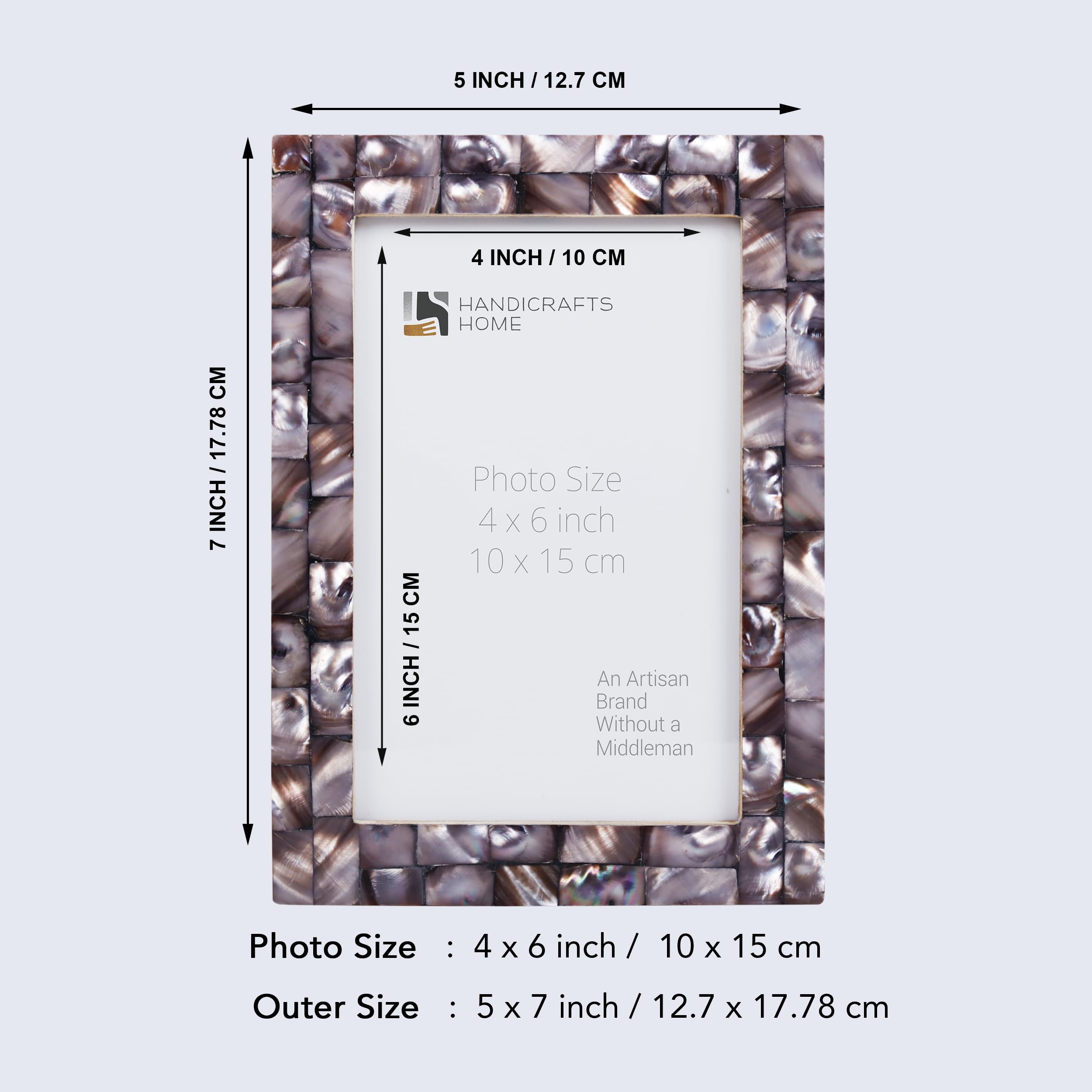Handmade 4x6 Picture Frames (2-Pack) - Mother of Pearl Collection for Wall & Table Display | Home Decor Gift