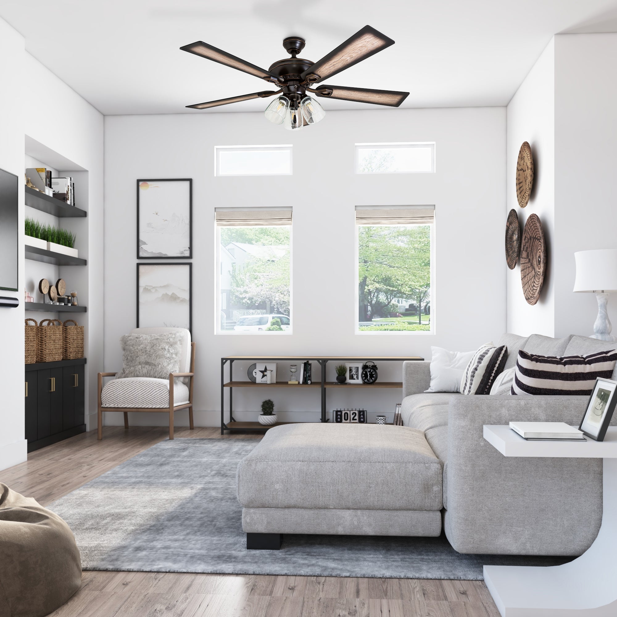52 Inch Glenmont Oil Rubbed Bronze Ceiling Fan with Pull Chain - Perfect for Living Room, Bedroom, and Outdoor Spaces
