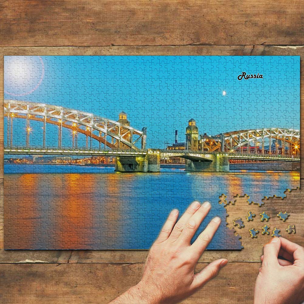 1000-Piece Russia St. Petersburg Bridge Wooden Jigsaw Puzzle - Travel Souvenir & Home Decor for Adults & Puzzle Lovers | Perfect for Relaxation, Family Game Night, and Educational Activity