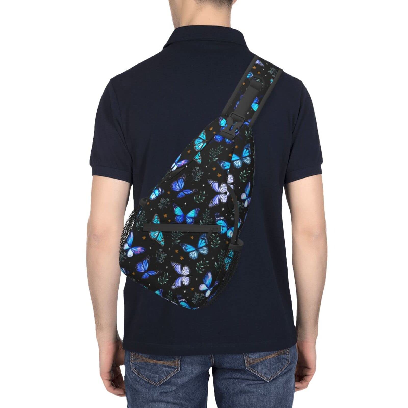 Butterfly Print Sling Bag for Women & Men - Crossbody Shoulder Backpack for Travel, Hiking & Daily Use - Lightweight Chest Daypack for Outdoor Activities & Commuting