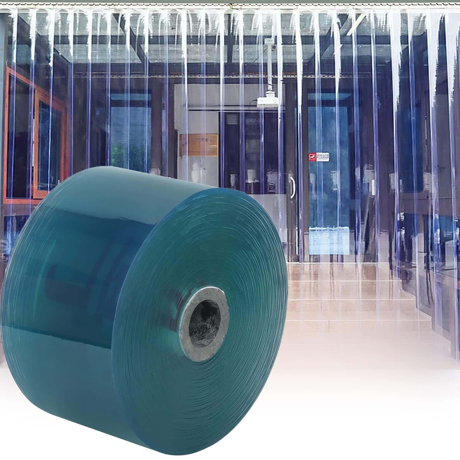 GOOFCXO 164ft x 7in Clear PVC Strip Door Curtain Roll - 0.08in Thick Commercial Vinyl Freezer Curtain for Warehouse, Garage & Industrial Use | Energy Saving Cold Room Barrier, Dust & Insect Protection