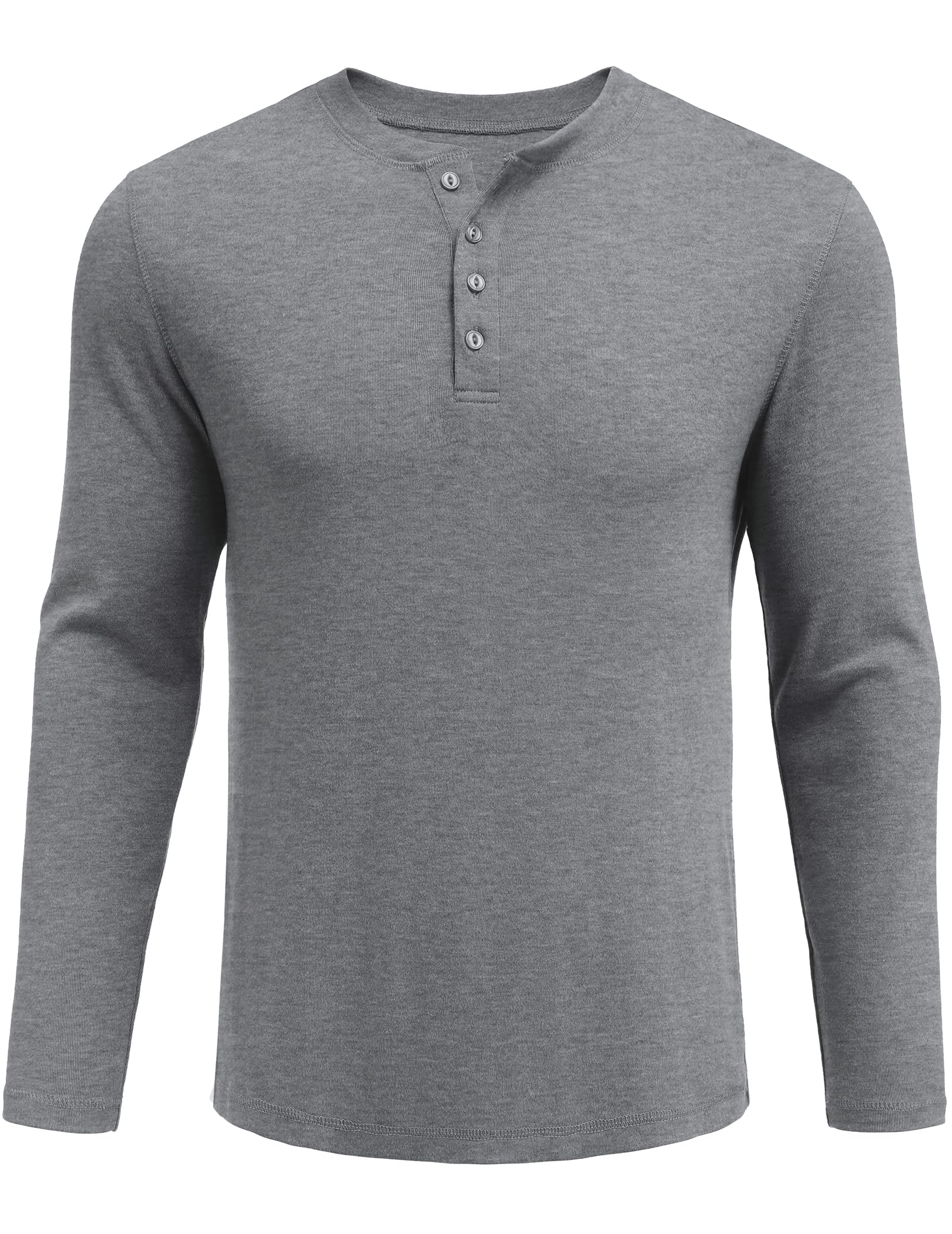 COOFANDY Men's Slim Fit Long Sleeve Henley Shirt with 4 Buttons - Casual Basic Pullover Top for Everyday Wear, Date Night & Outdoor Activities
