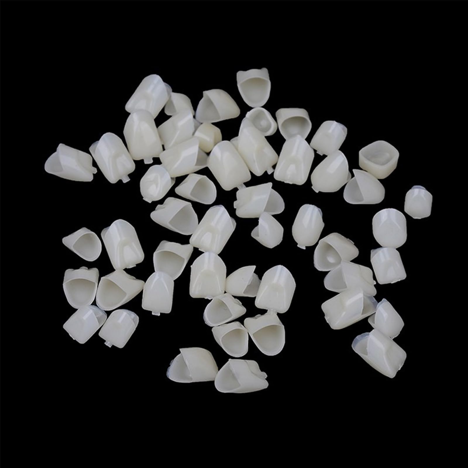 120-Piece Fake Tooth Cap Crown Veneers Set - 50 Front & 70 Back Teeth with Thermal Beads for Dental Teaching, DIY, Cosplay & Halloween Costume Accessories