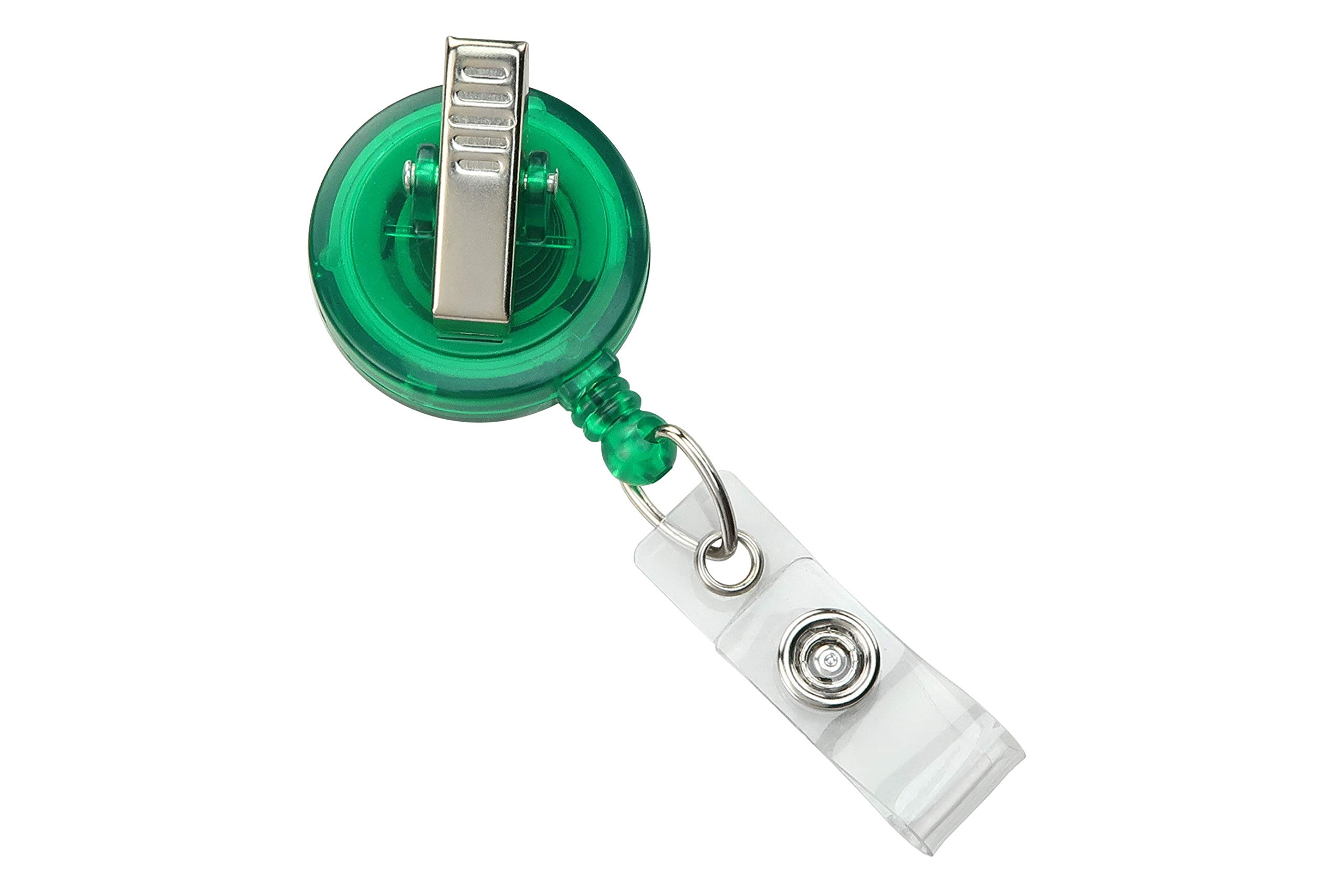 5 Pack Retractable Badge Reels with Clip - Green Translucent Lanyards for Office & Nurse ID Badges