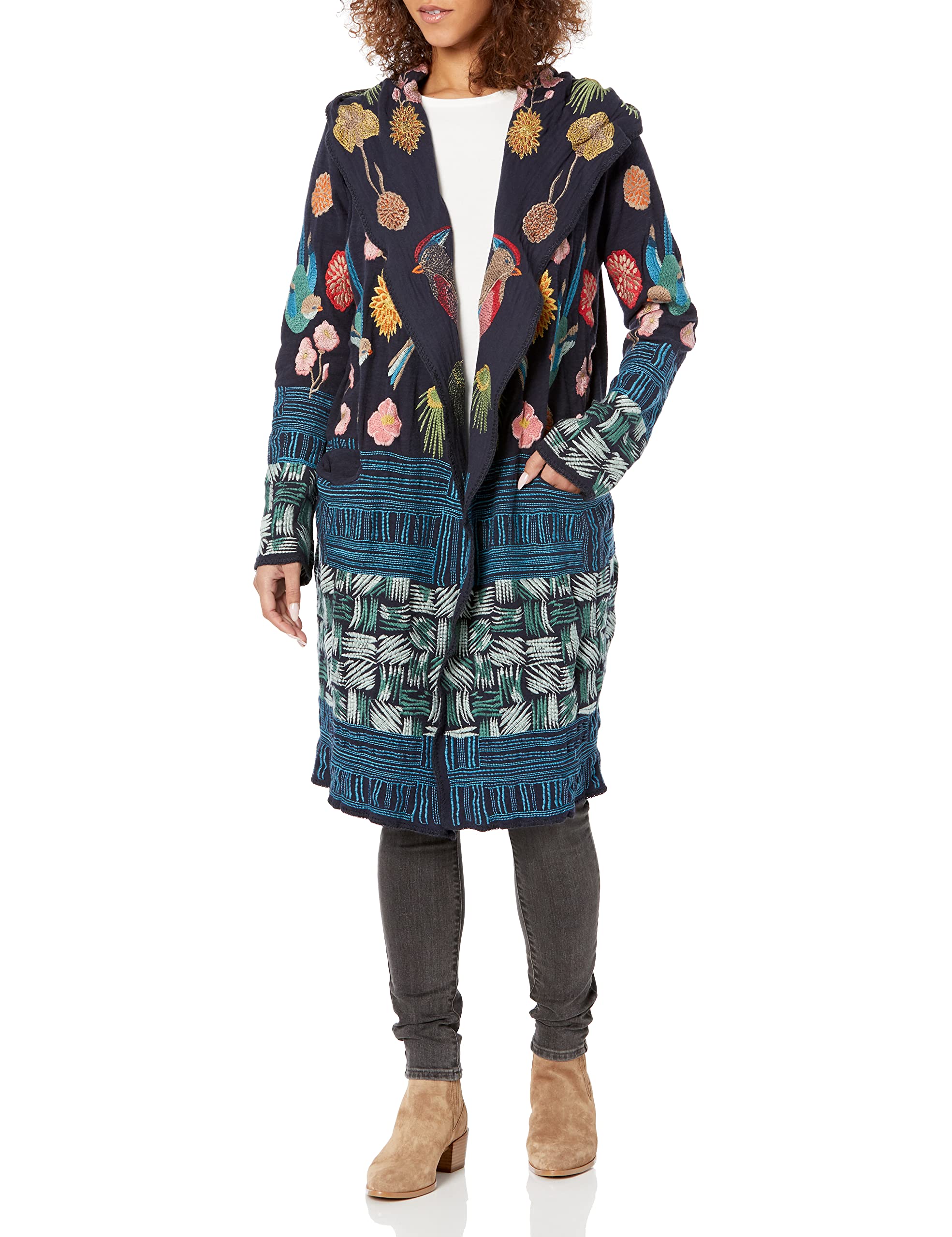 Johnny Was Women's Long Sleeve Hoodie Duster Jacket - Boho Chic Cardigan for Layering, Casual Outfits & Fall Fashion | Perfect for Work, Date Night & Weekend Wear