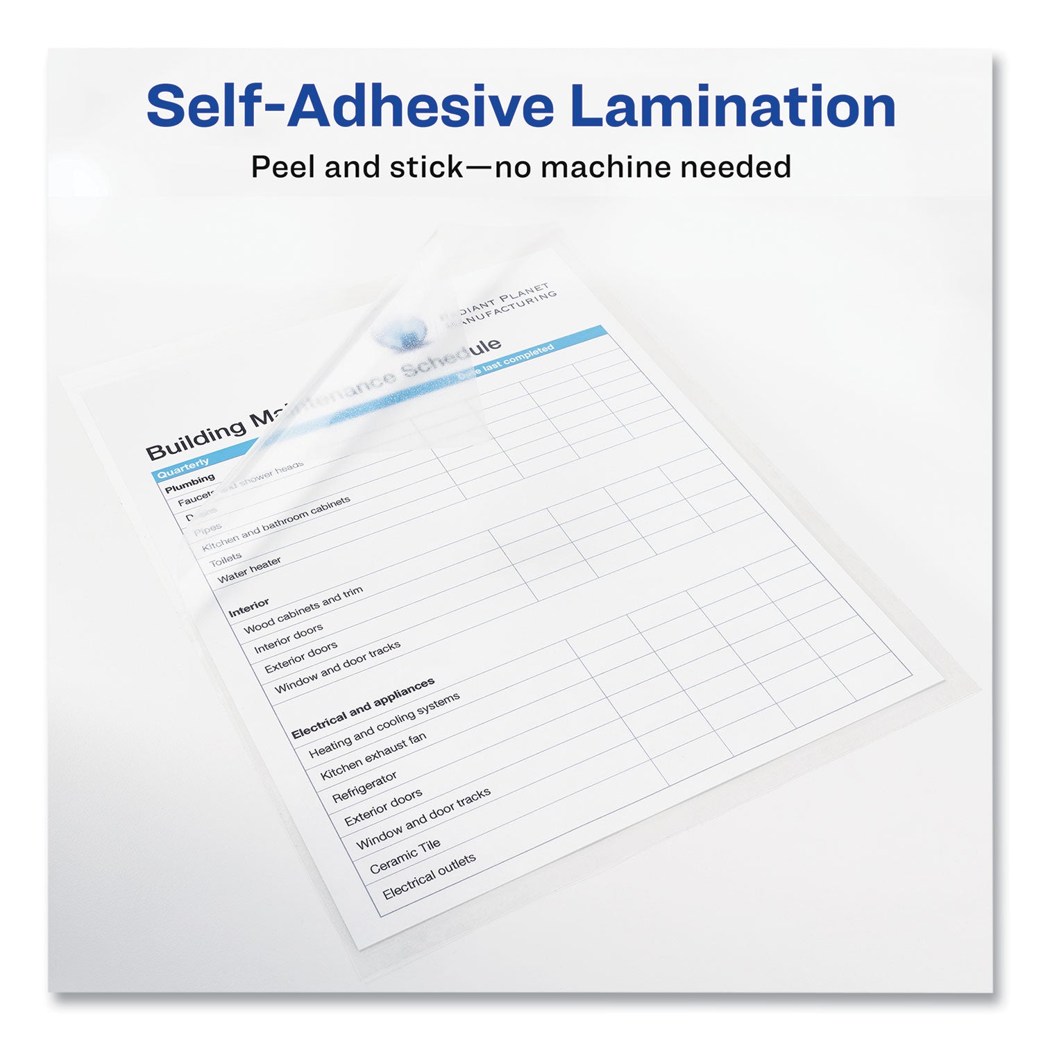 Avery® Clear Self Adhesive Laminating Sheets - 3 Mil Thick, 9