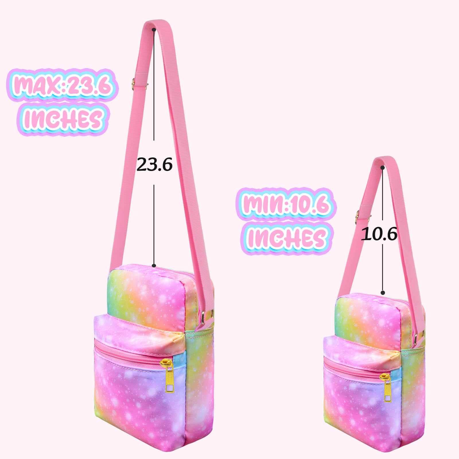 **Cute Rainbow Crossbody Purse for Girls Age 4-12 - Small Messenger Shoulder Bag for Kids, Perfect Christmas Gift for Little Girls - Ideal for School, Travel & Playdates**
