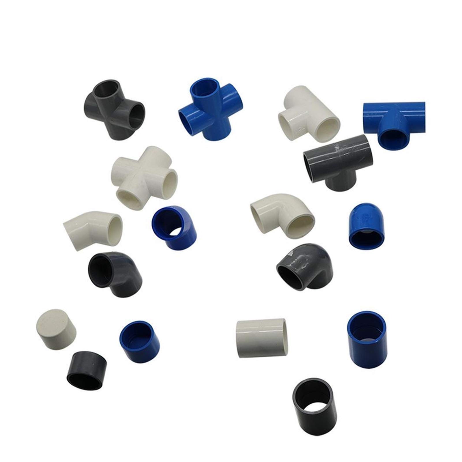 Quick Connect Garden Hose Fittings - 32mm PVC Water Pipe Connectors Set with Straight Elbow, Equal Diameter Tee & Cross Joints for Irrigation Systems | Perfect for Lawn Sprinklers, Garden Watering & Outdoor Plumbing
