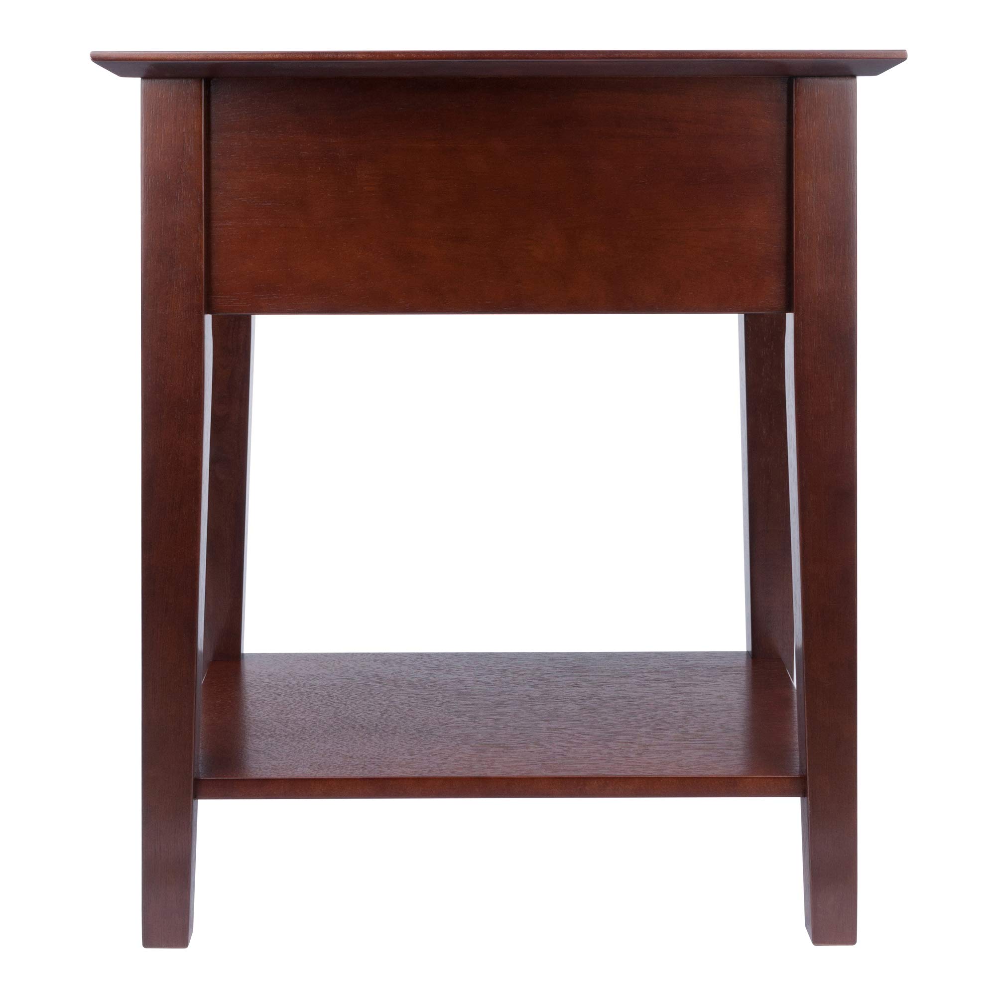 Winsome Wood Shaker Night Stand with Antique Walnut Finish - Bedside Table for Bedroom, Living Room & Guest Room - Compact & Stylish End Table with Storage Shelf