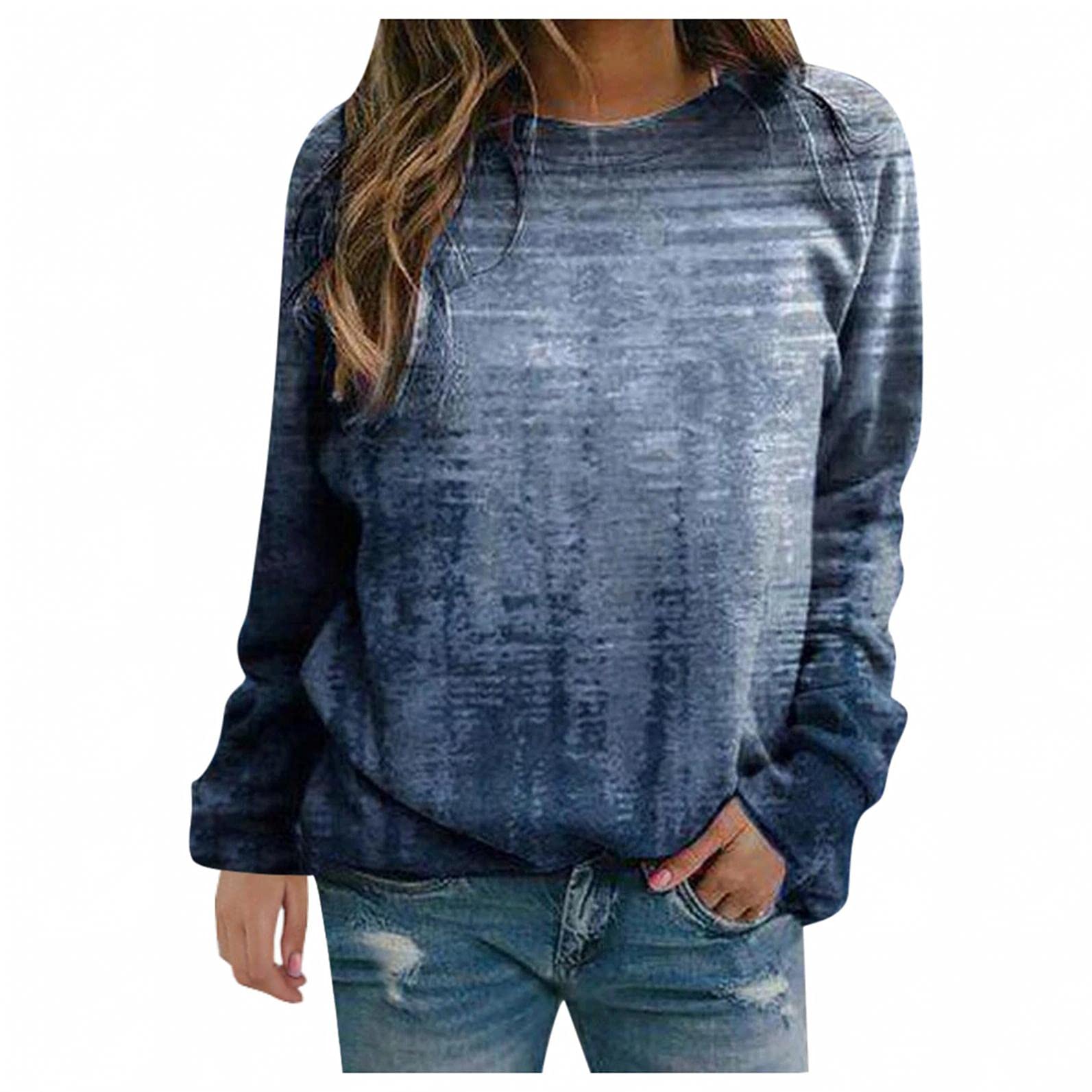 Women's Feather Print Pullover Sweatshirt - Long Sleeve Casual Crewneck Top for Fall & Winter | Cozy Loungewear, Streetwear Fashion, and Everyday Outfits
