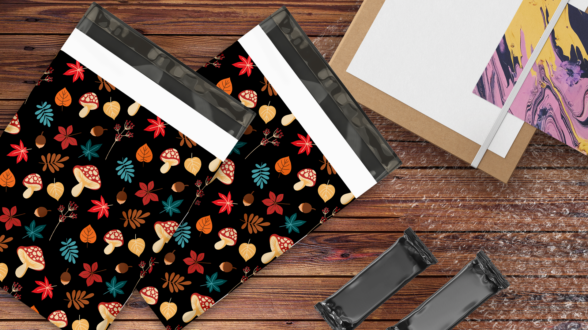 10x13 Inch Autumn Mushroom Printed Poly Mailers - Waterproof Shipping Envelopes for Ecommerce, Mailing Bags with Cute Fall Design - Perfect for Small Business, Online Stores & Seasonal Packaging