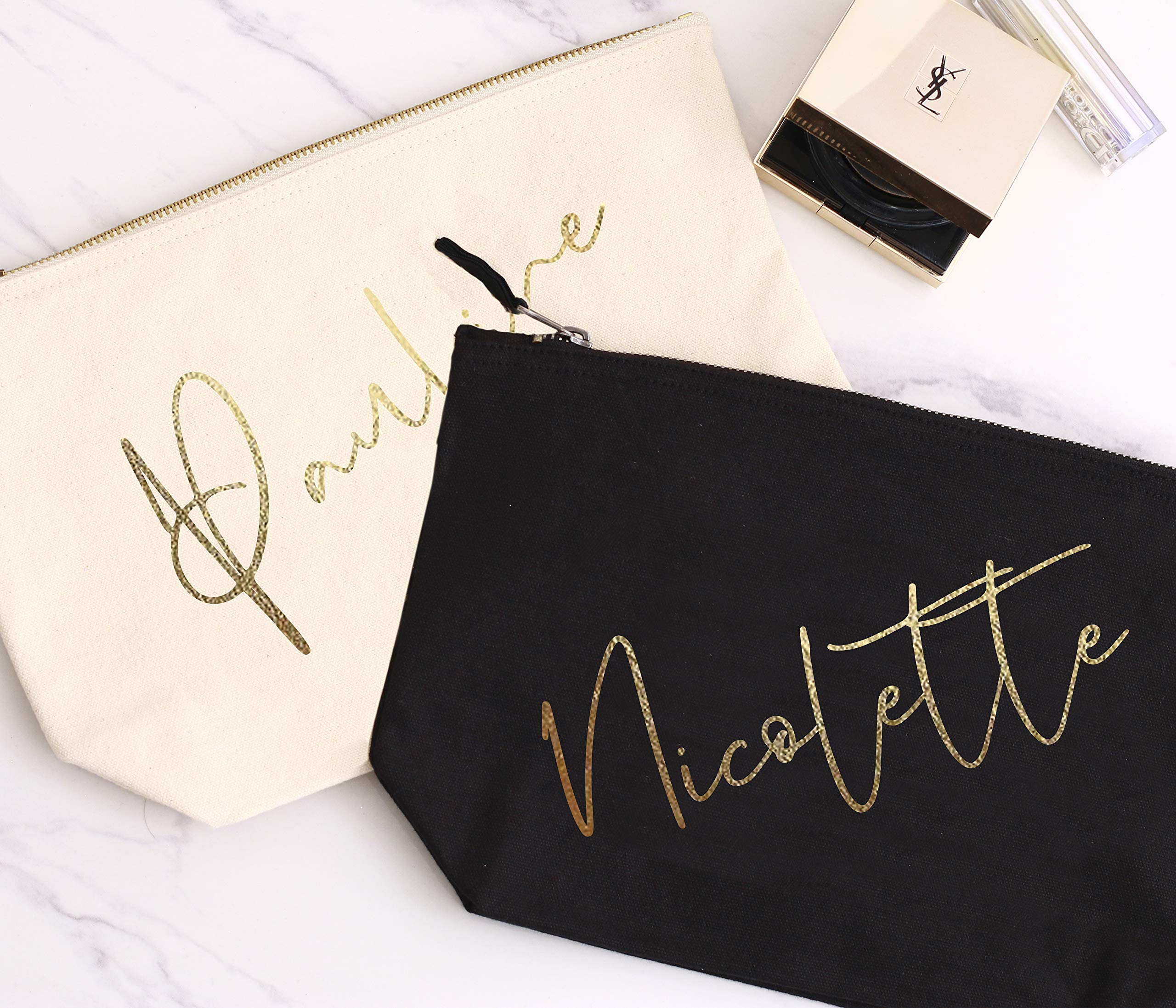 Personalized Bridesmaid Makeup Bags - Cute Cosmetic Bags for Wedding Party, Bridal Shower Gifts, Maid of Honor & Bachelorette Party Essentials - Perfect for Travel, Spa Days & Bridesmaid Proposals